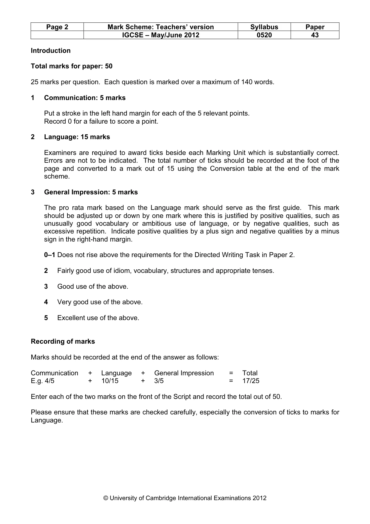 Mark scheme, page 2 of 22