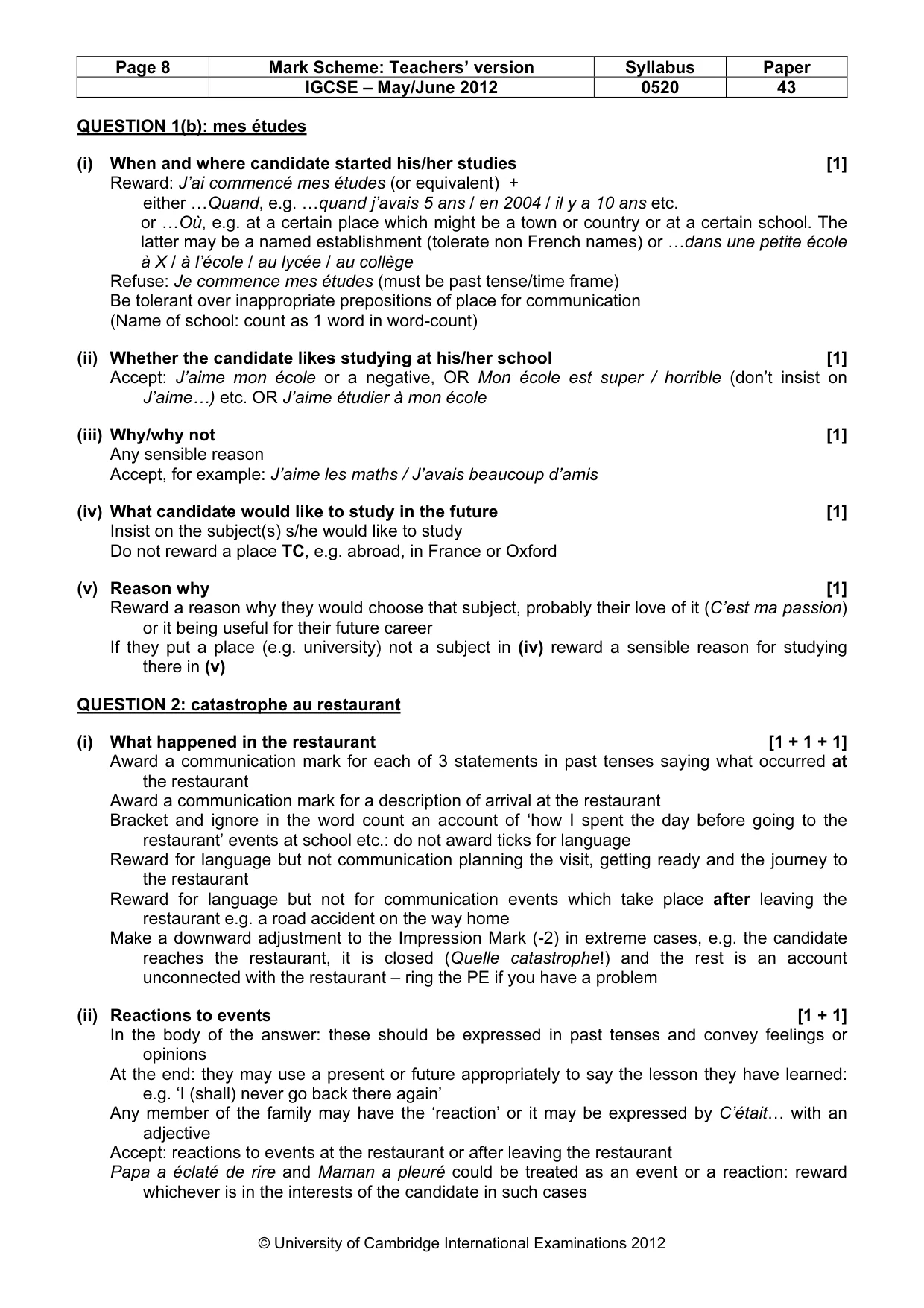 Mark scheme, page 8 of 22