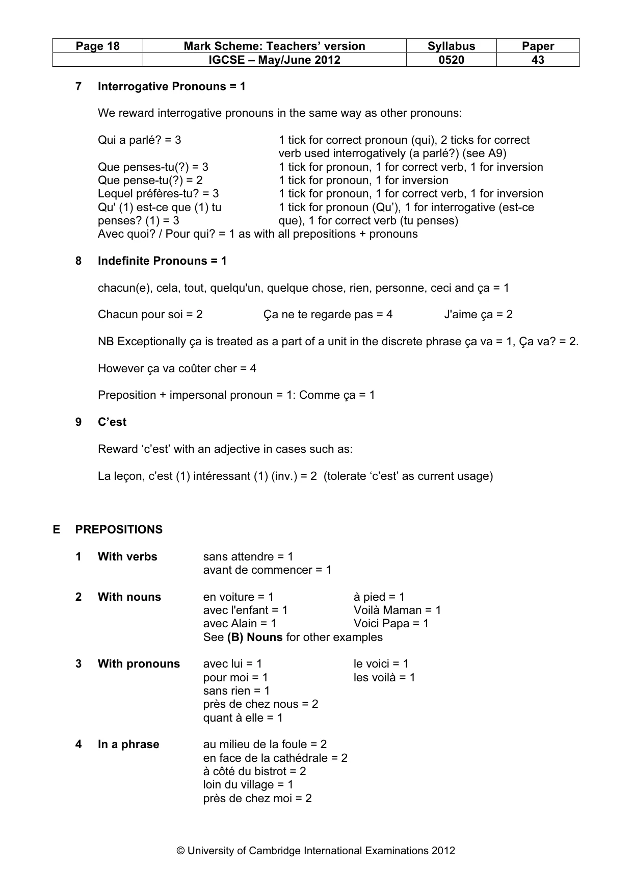 Mark scheme, page 18 of 22