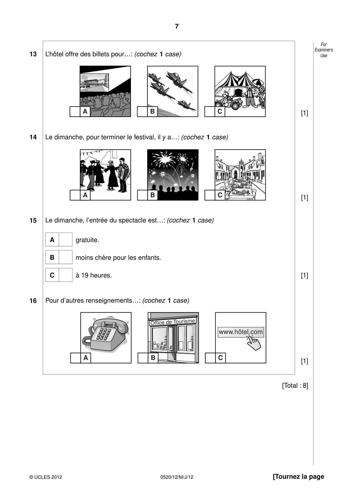 Cambridge IGCSE French - Foreign Language 0520 2012 May/June Paper 1 · Variant 2 question paper, page 7 of 12