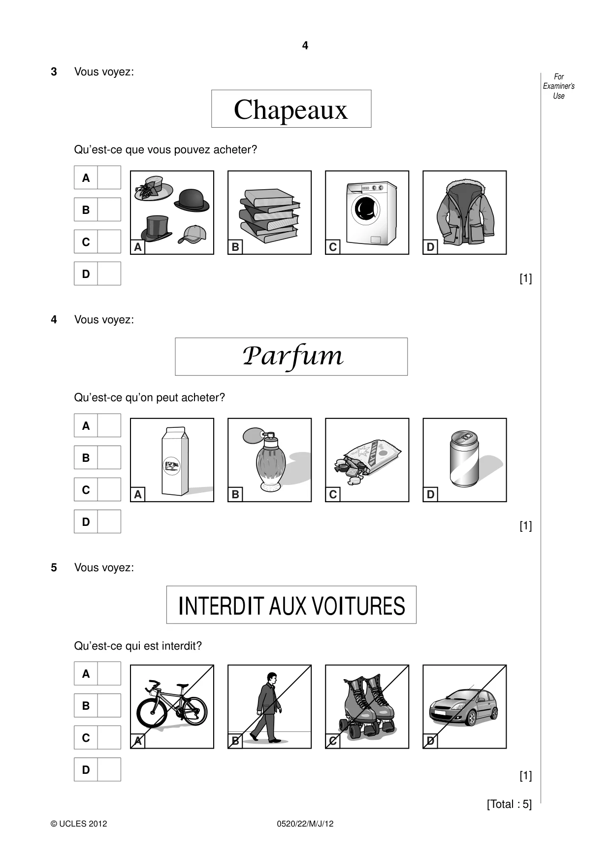 Cambridge IGCSE French - Foreign Language 0520 2012 May/June Paper 2 · Variant 2 question paper, page 4 of 20