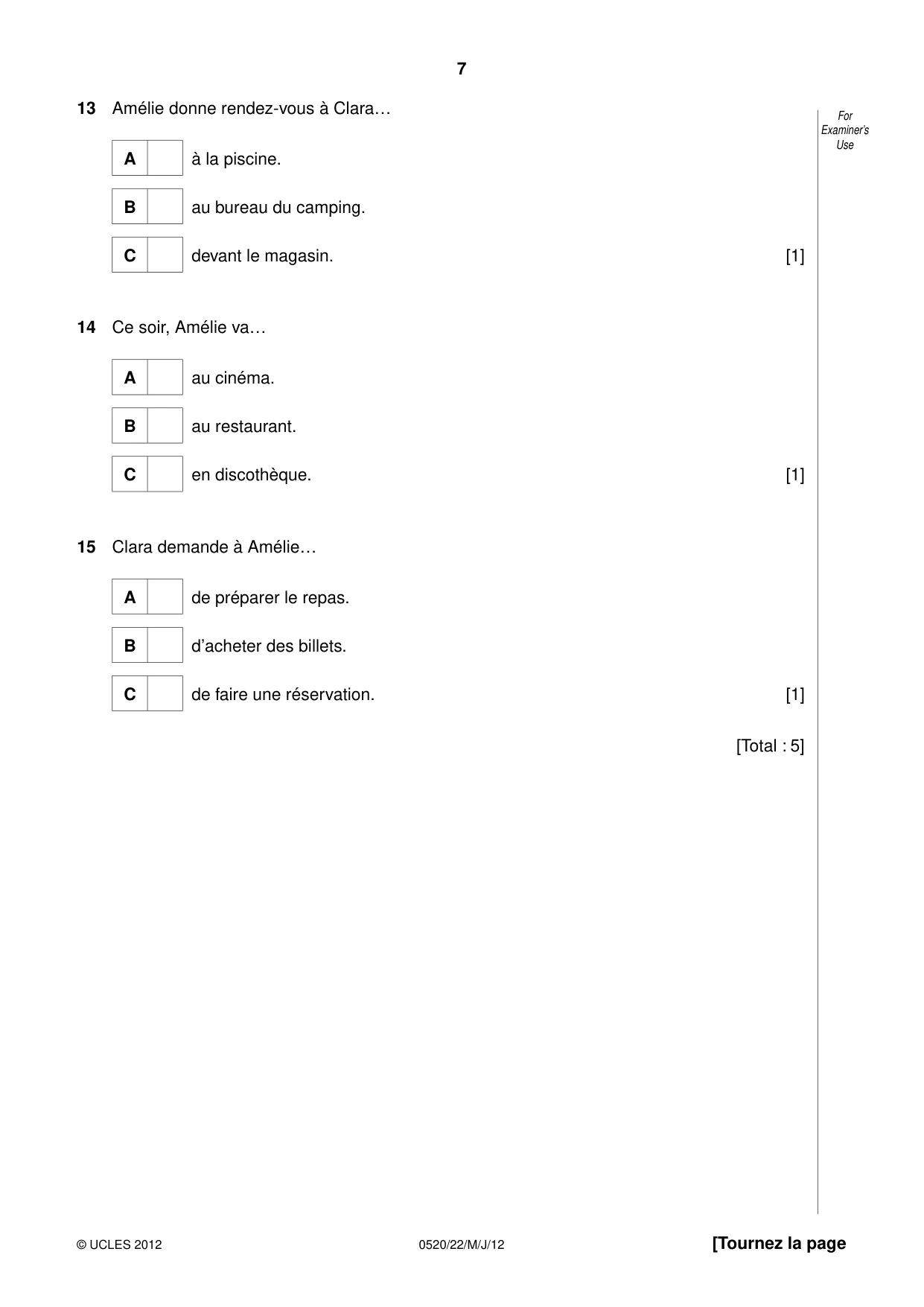 Cambridge IGCSE French - Foreign Language 0520 2012 May/June Paper 2 · Variant 2 question paper, page 7 of 20