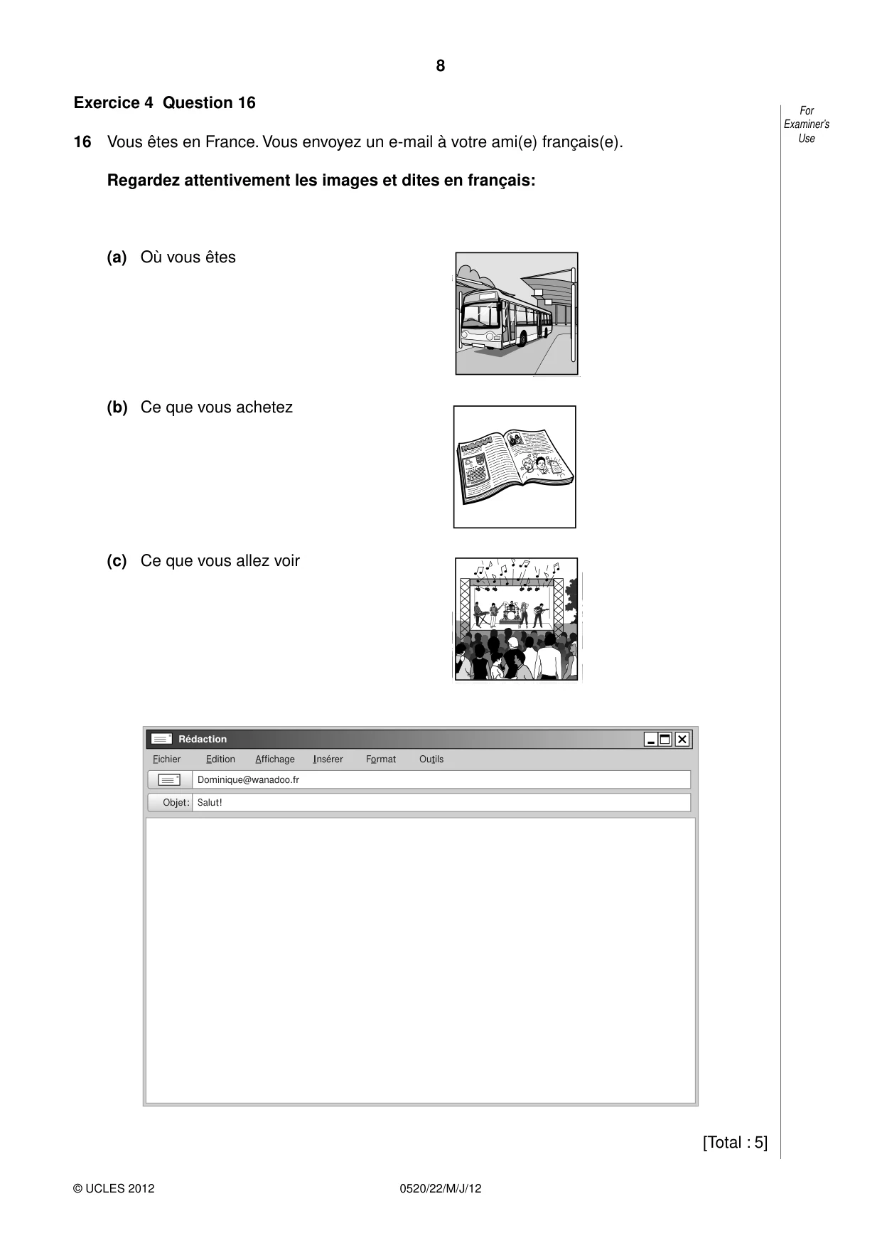 Cambridge IGCSE French - Foreign Language 0520 2012 May/June Paper 2 · Variant 2 question paper, page 8 of 20