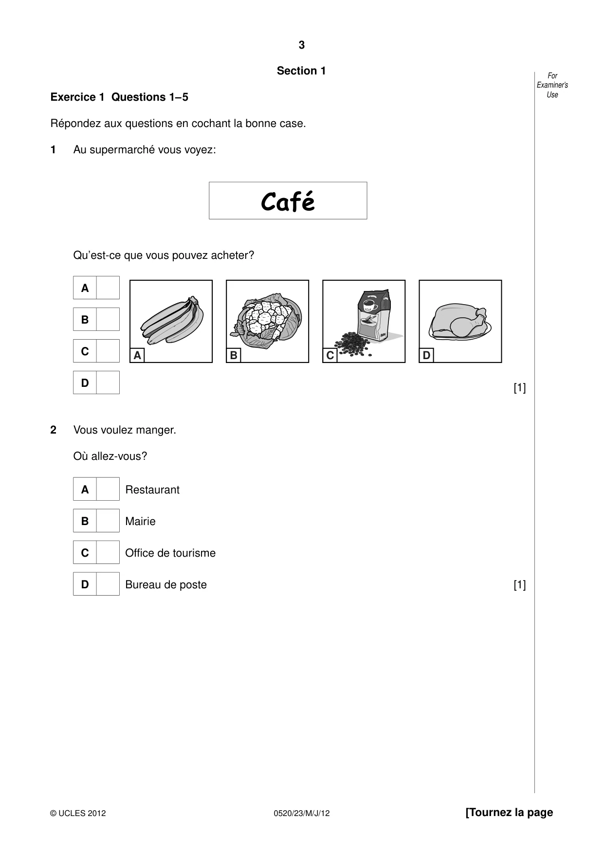Cambridge IGCSE French - Foreign Language 0520 2012 May/June Paper 2 · Variant 3 question paper, page 3 of 20