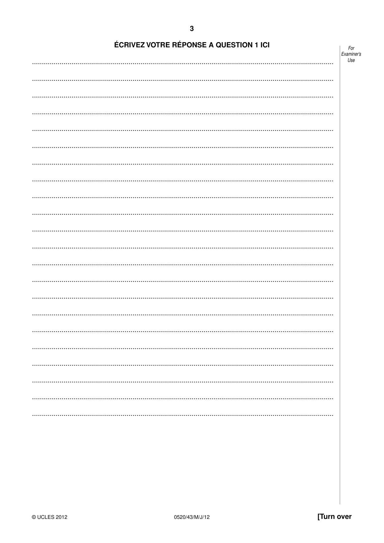 Cambridge IGCSE French - Foreign Language 0520 2012 May/June Paper 4 · Variant 3 question paper, page 3 of 4