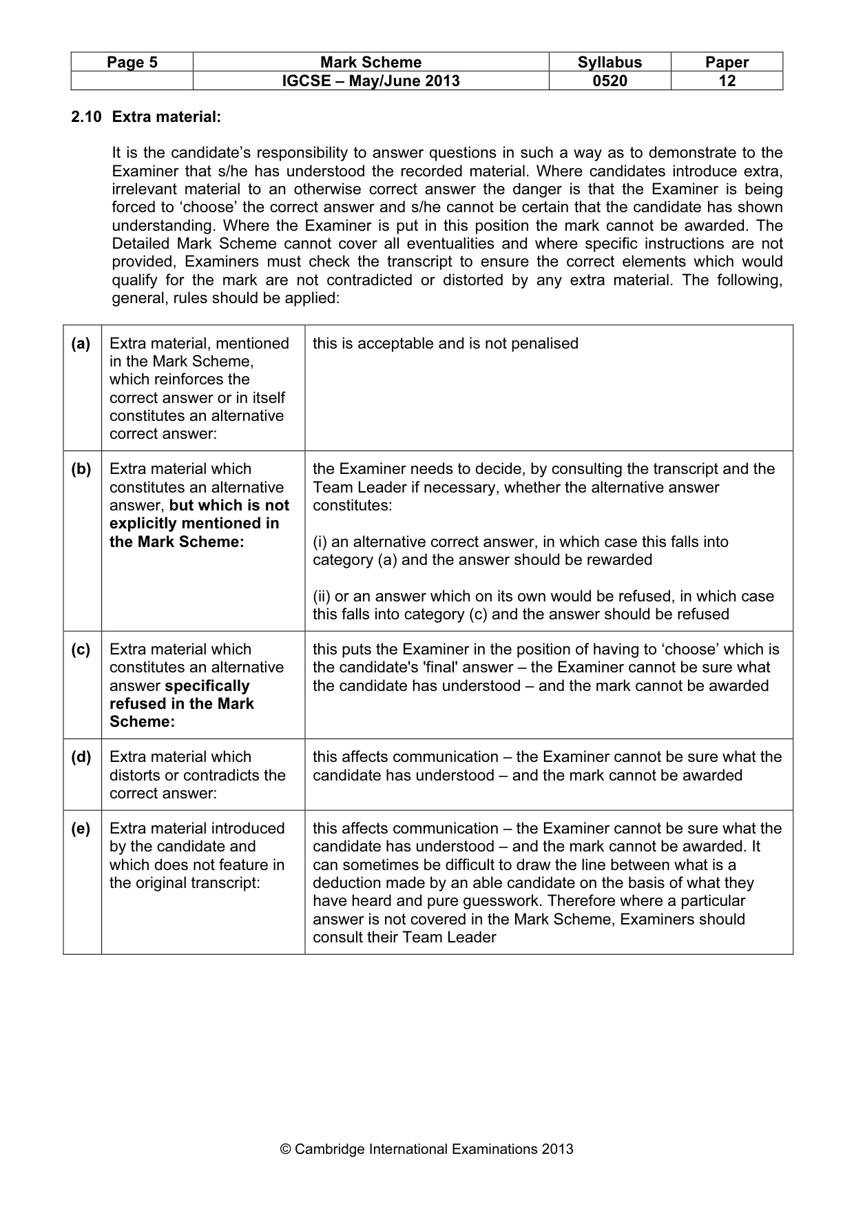 Mark scheme, page 5 of 14