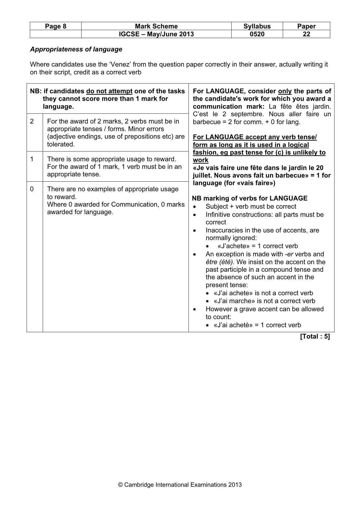 Mark scheme, page 8 of 17