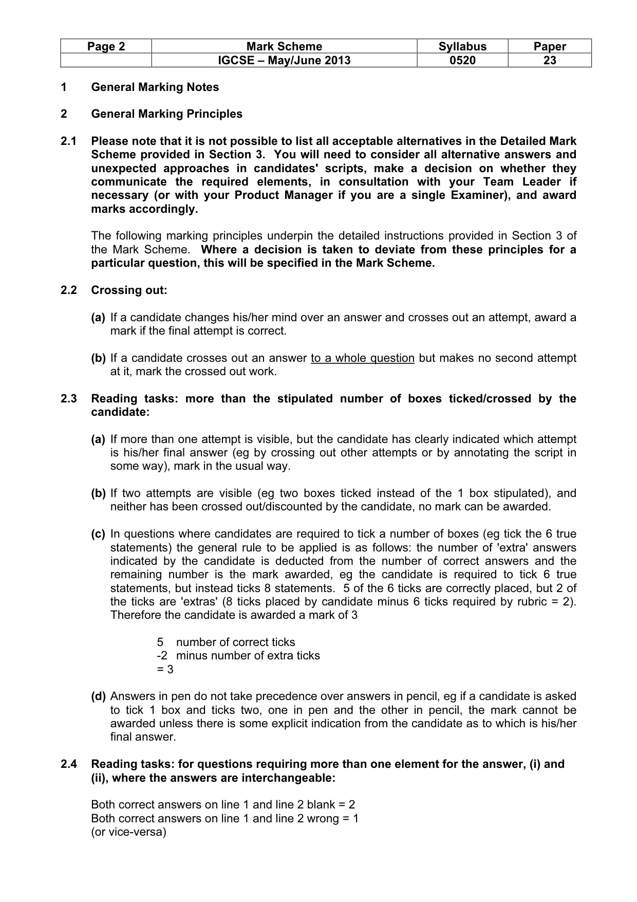 Mark scheme, page 2 of 14