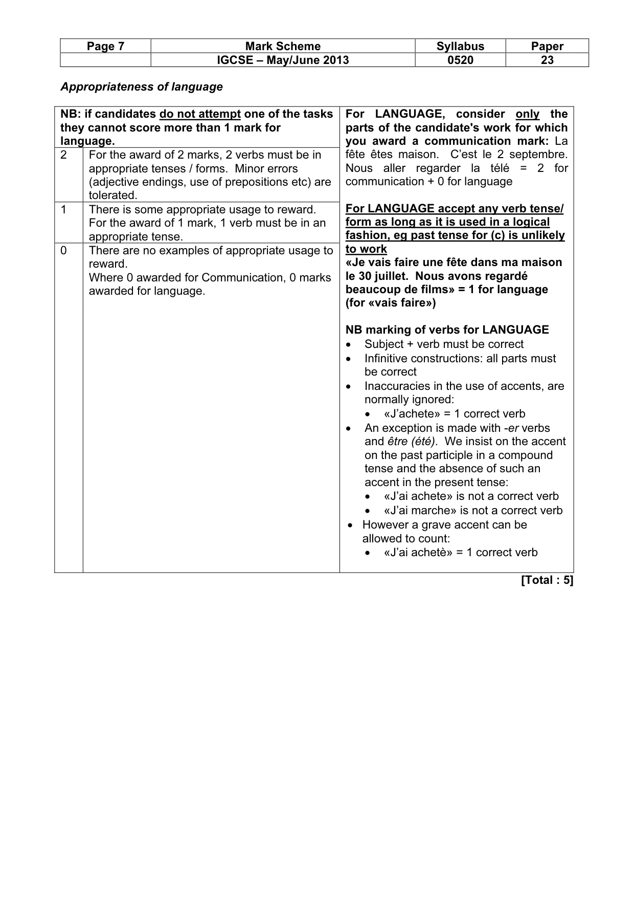 Mark scheme, page 7 of 14