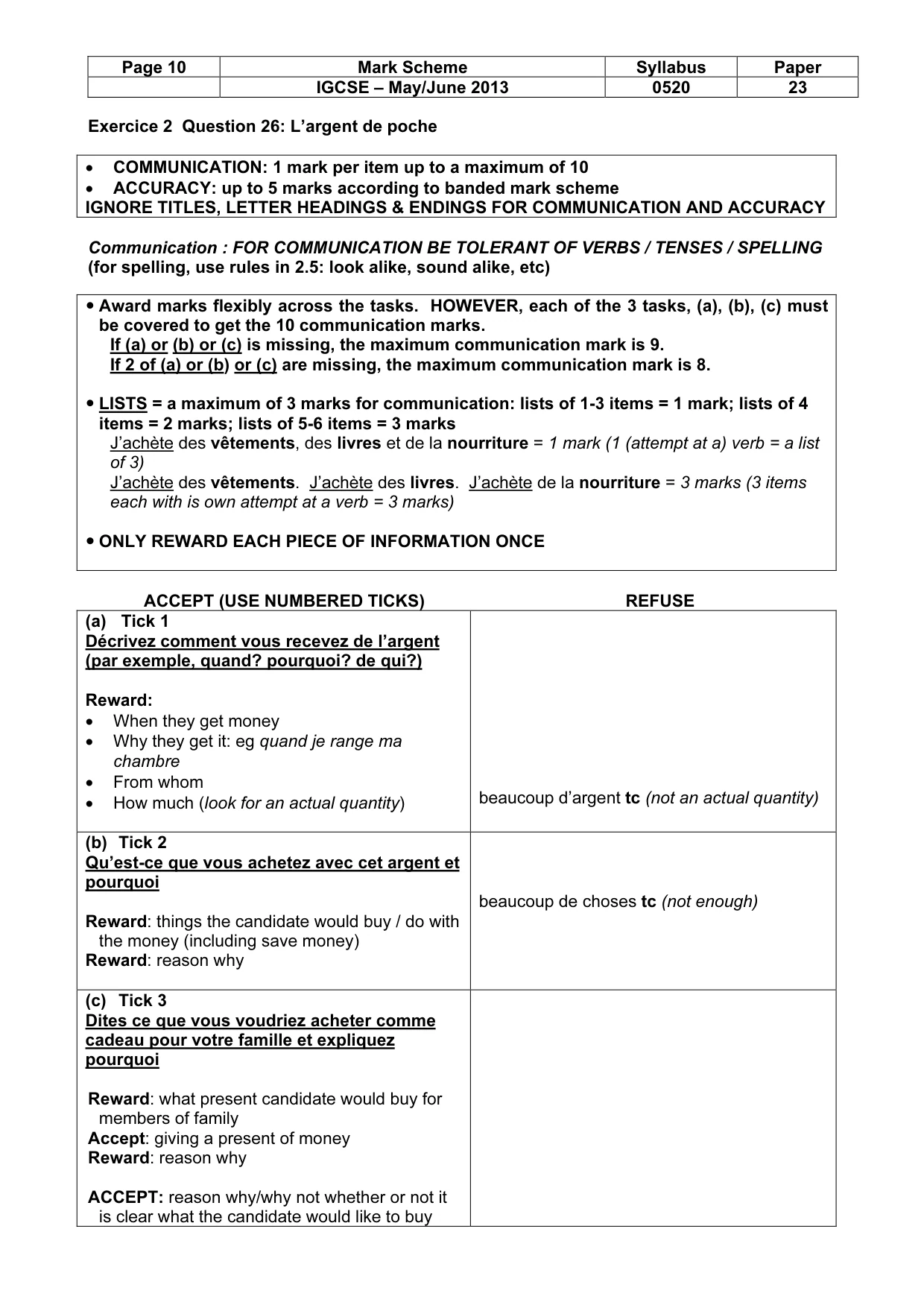 Mark scheme, page 10 of 14