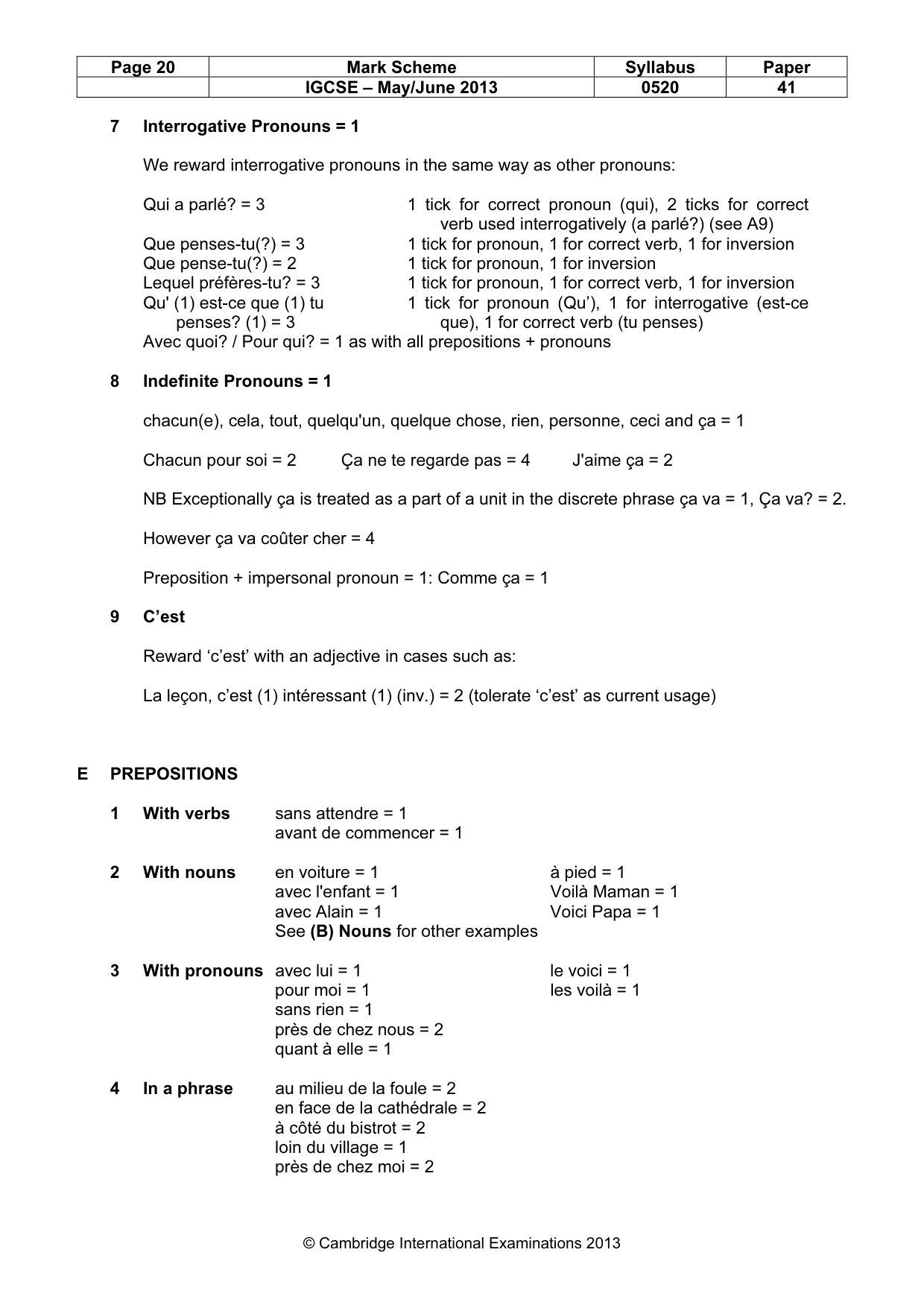 Mark scheme, page 20 of 24