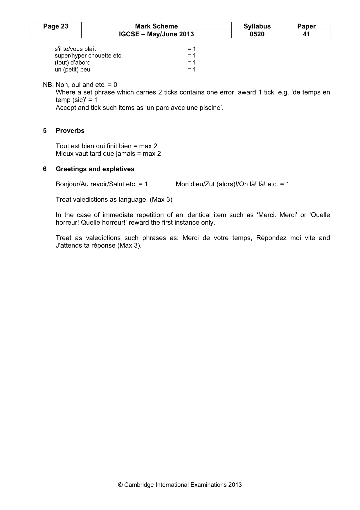 Mark scheme, page 23 of 24