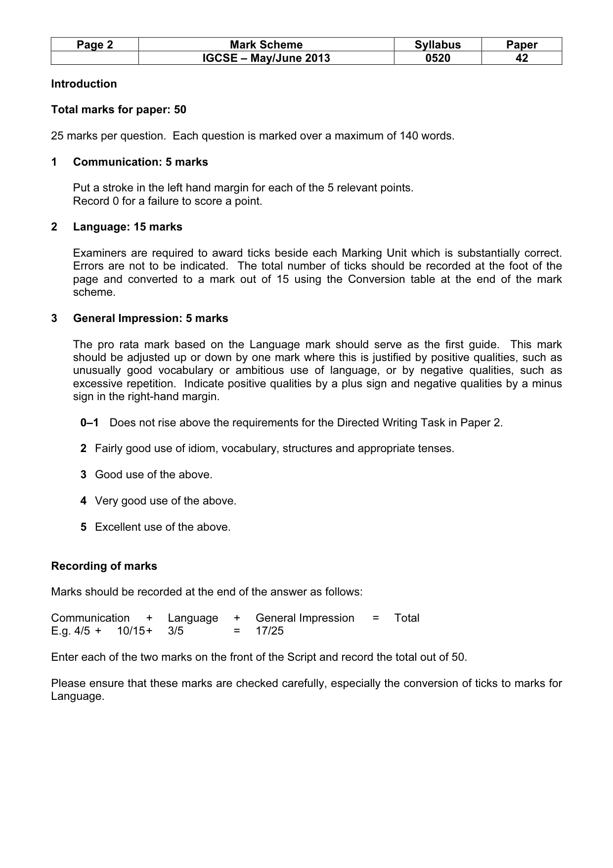 Mark scheme, page 2 of 23