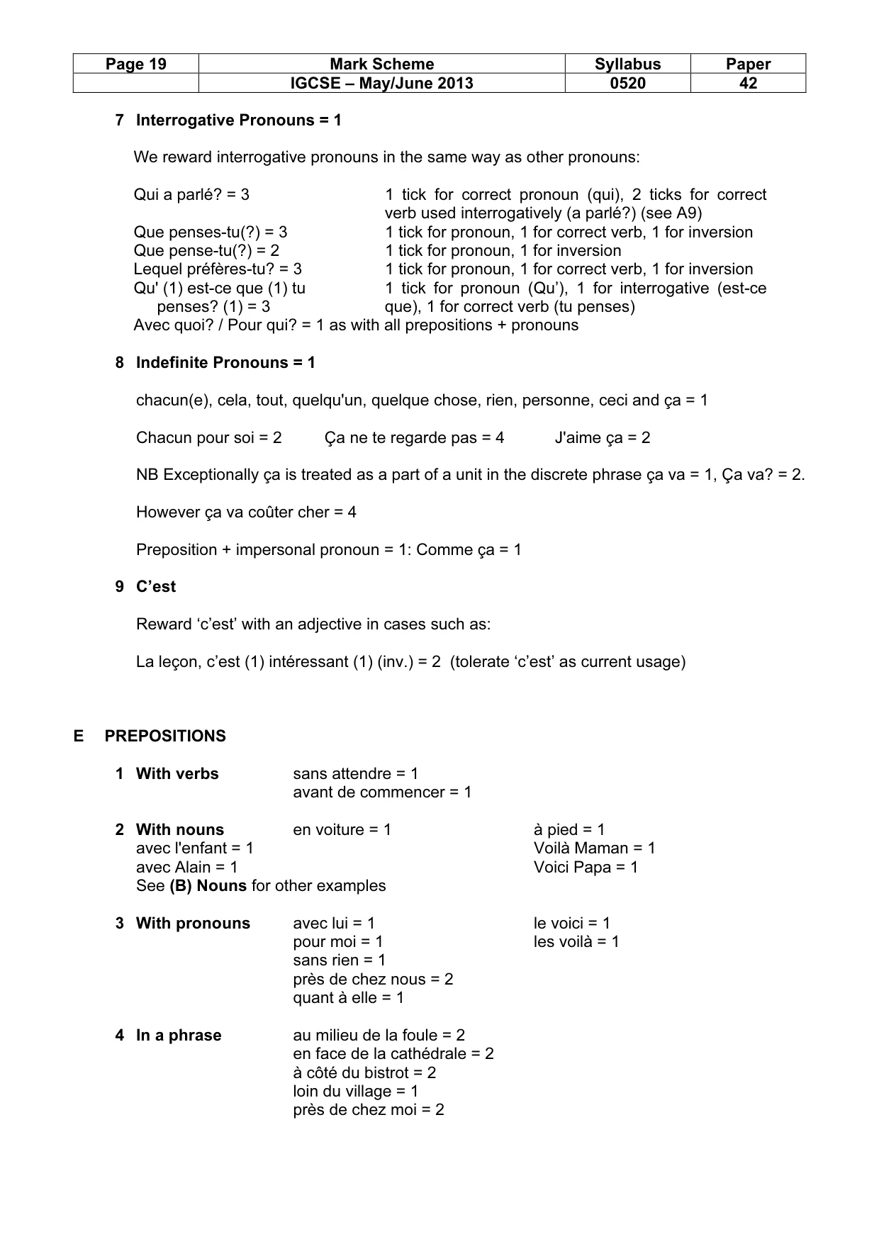 Mark scheme, page 19 of 23