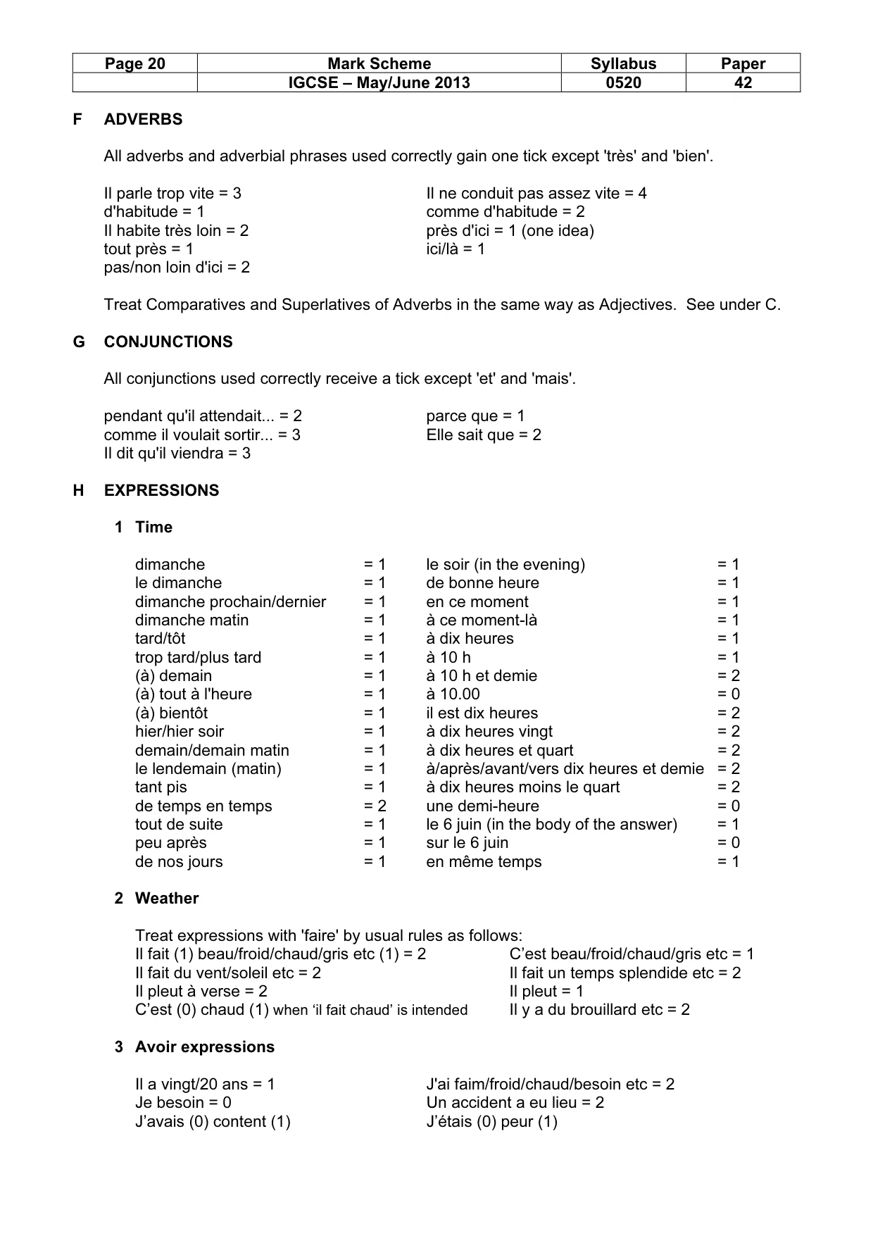 Mark scheme, page 20 of 23