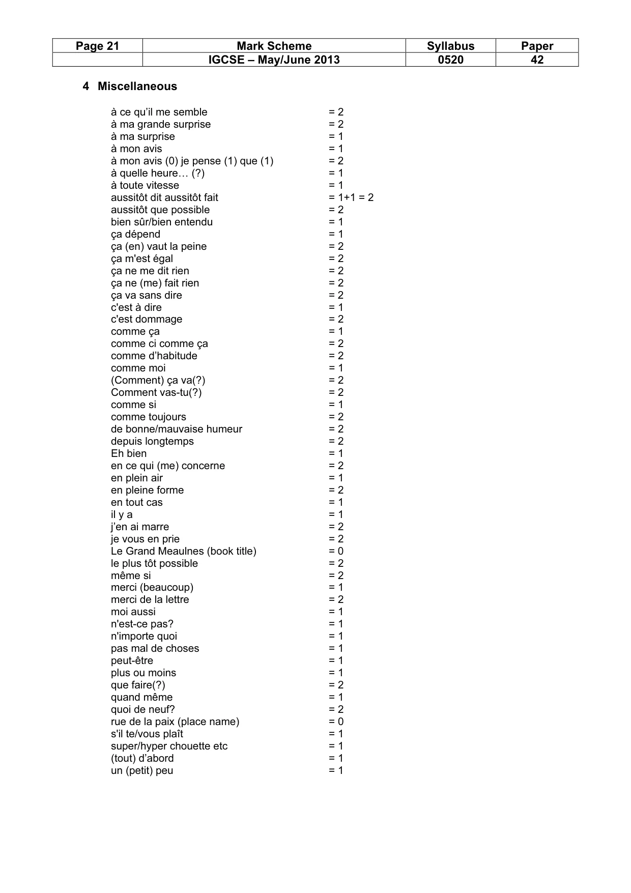 Mark scheme, page 21 of 23
