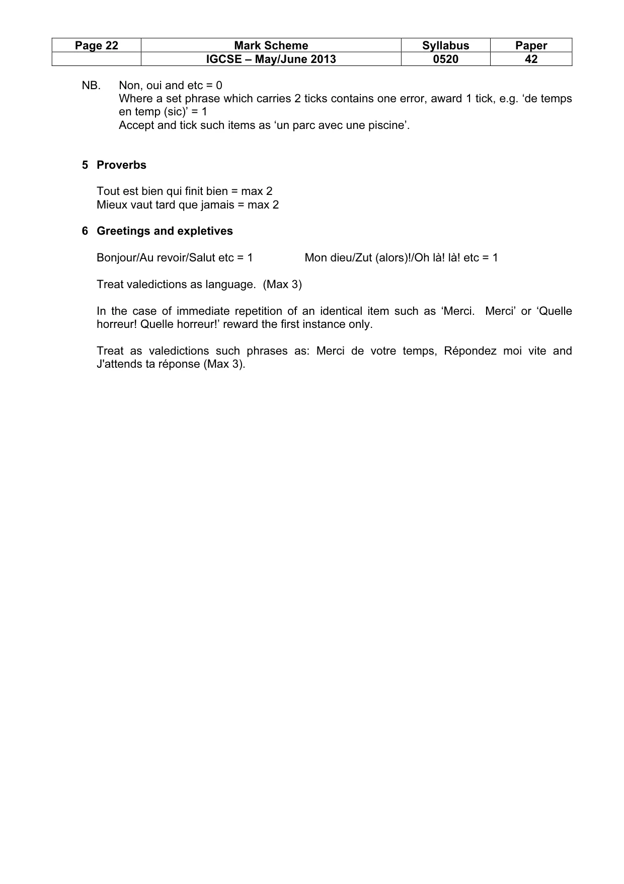 Mark scheme, page 22 of 23