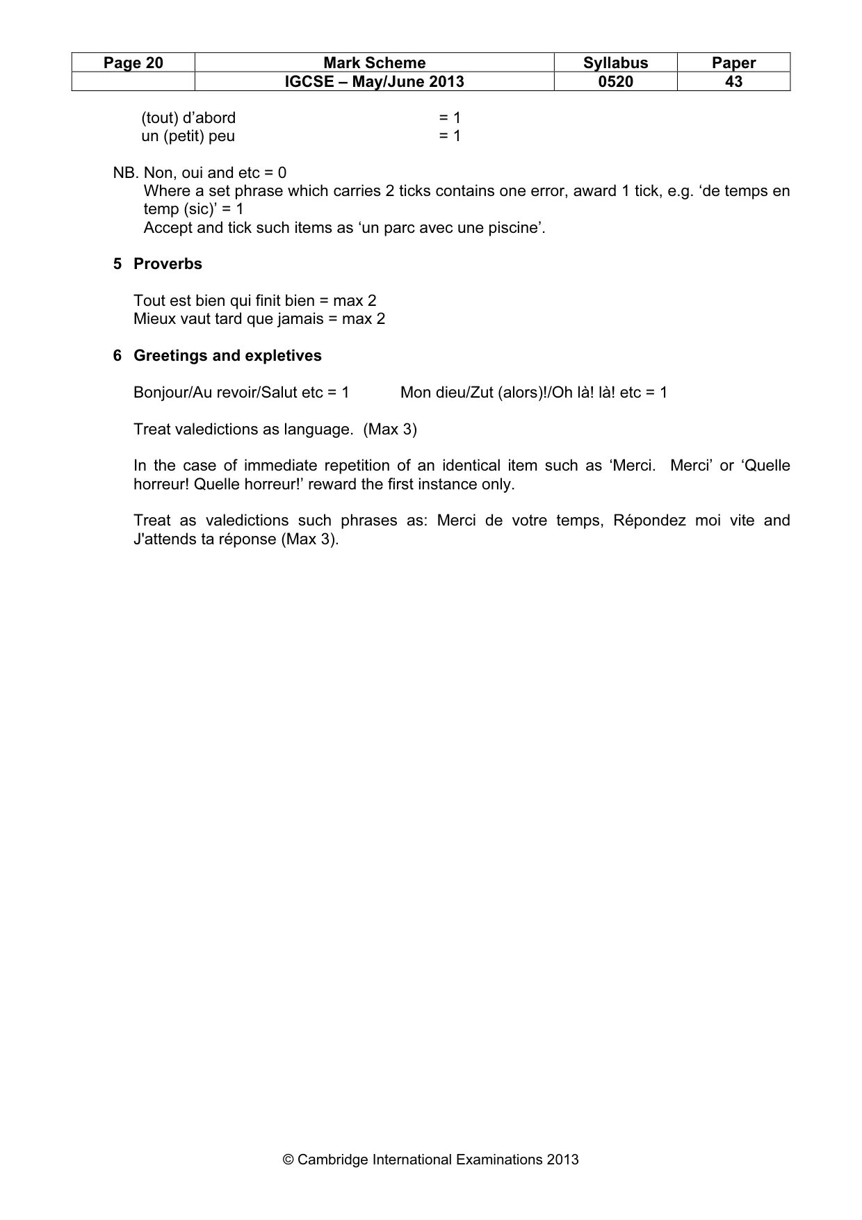 Mark scheme, page 20 of 21