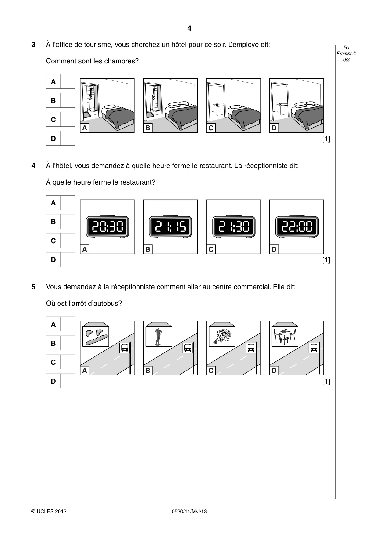 Cambridge IGCSE French - Foreign Language 0520 2013 May/June Paper 1 · Variant 1 question paper, page 4 of 12