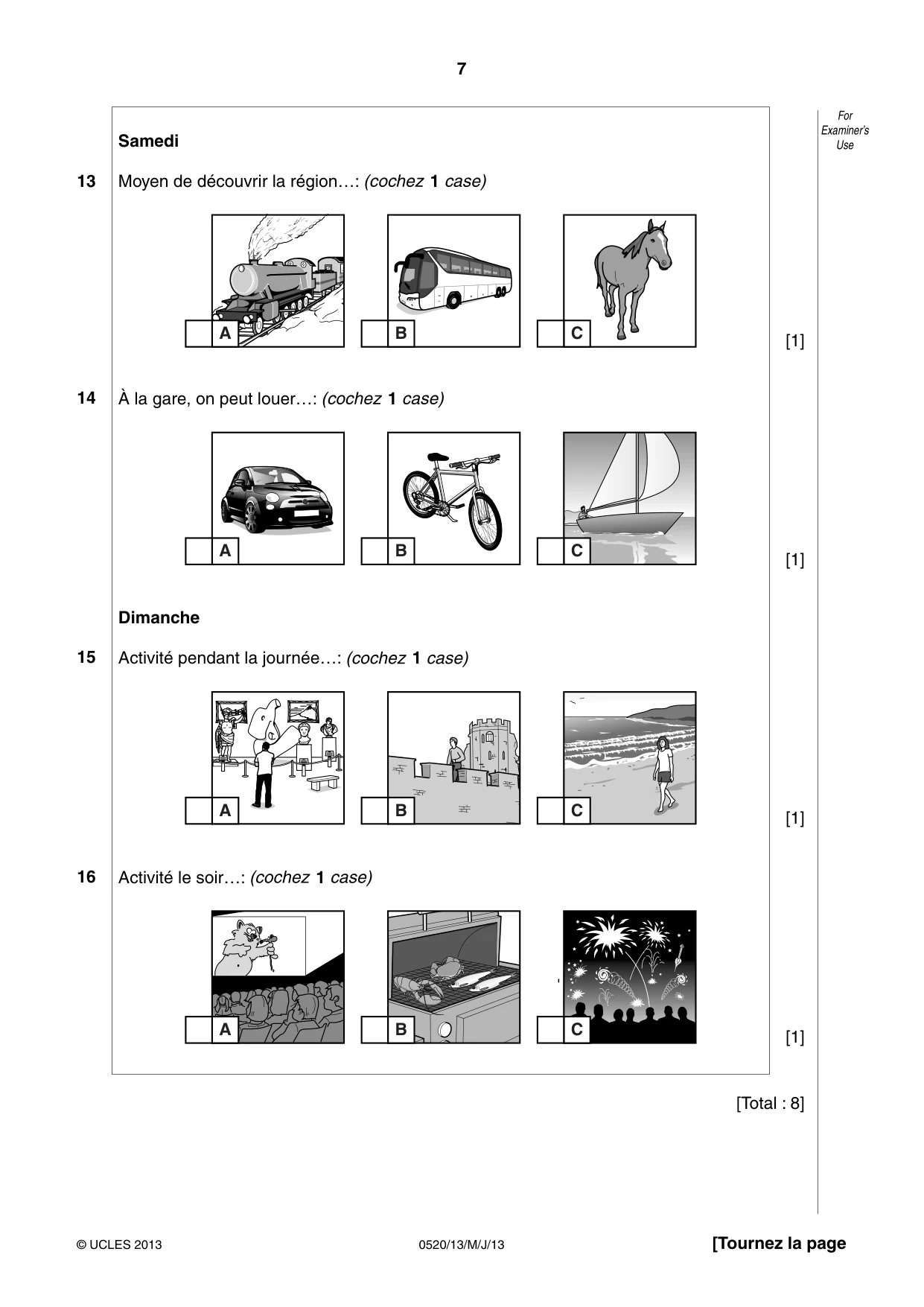 Cambridge IGCSE French - Foreign Language 0520 2013 May/June Paper 1 · Variant 3 question paper, page 7 of 12
