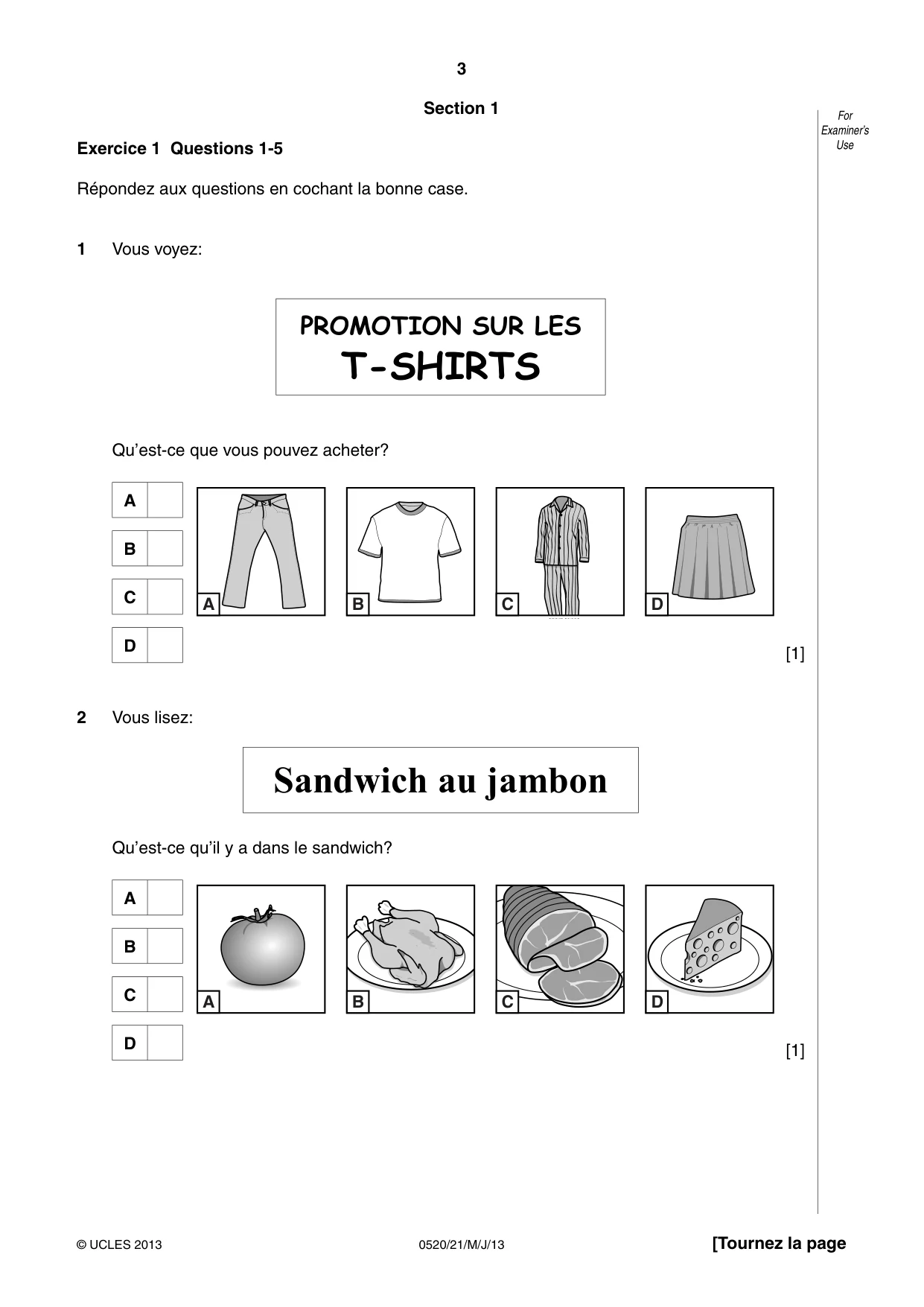 Cambridge IGCSE French - Foreign Language 0520 2013 May/June Paper 2 · Variant 1 question paper, page 3 of 20