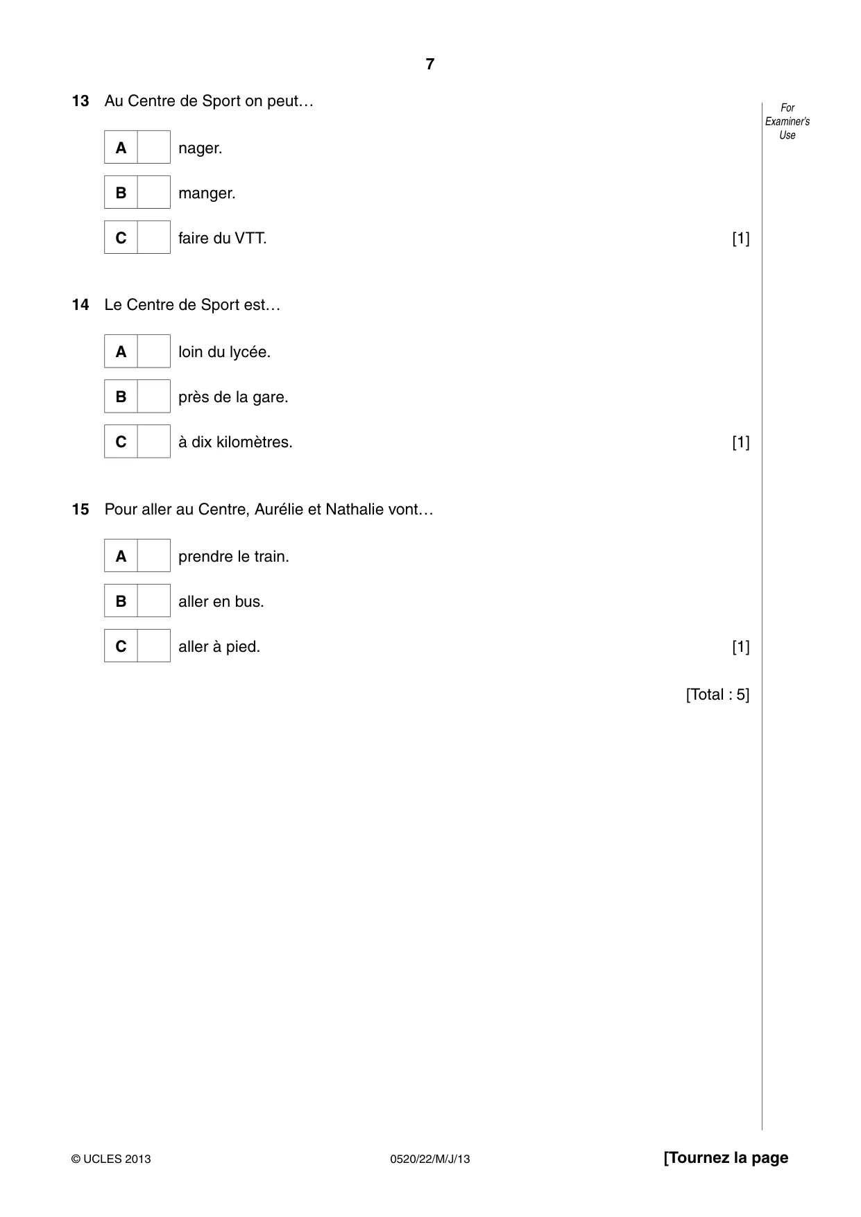 Cambridge IGCSE French - Foreign Language 0520 2013 May/June Paper 2 · Variant 2 question paper, page 7 of 20