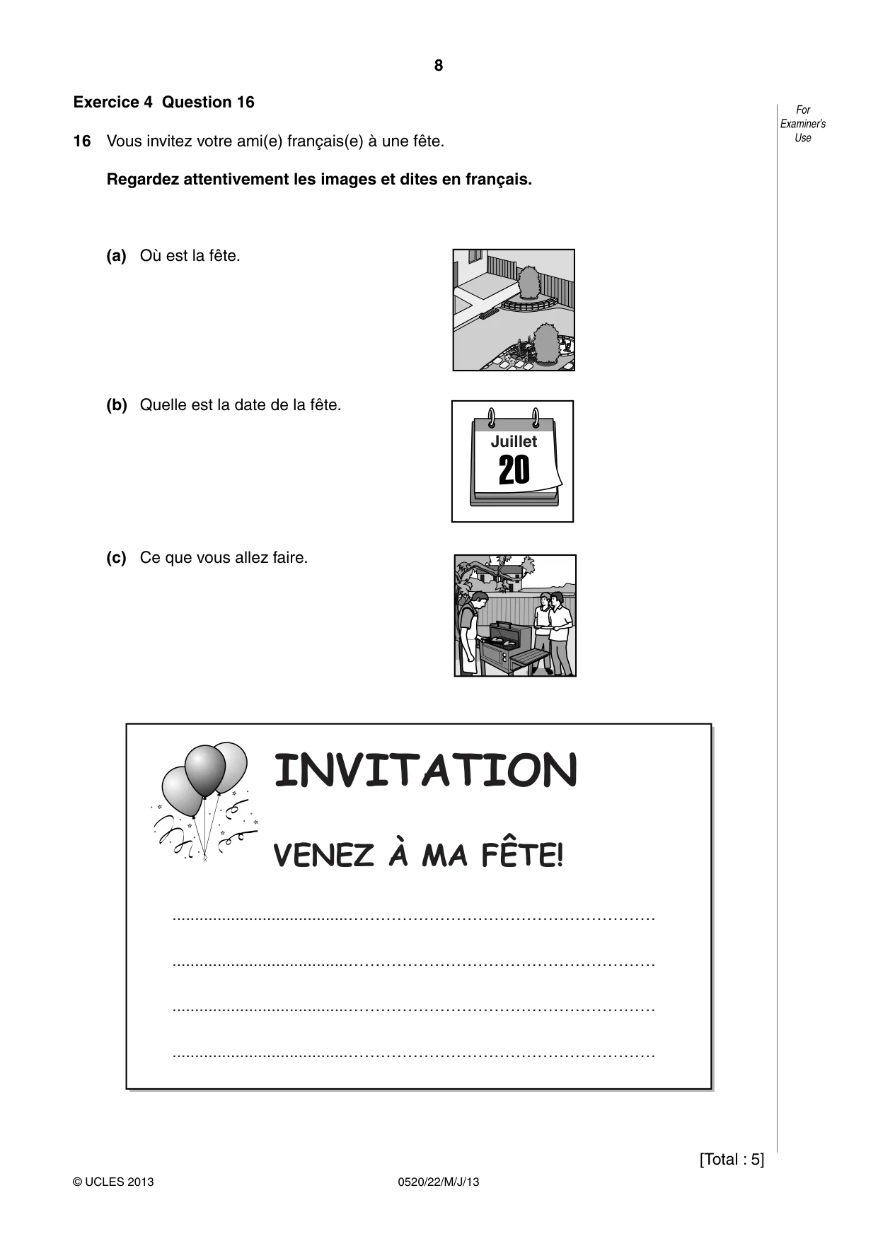 Cambridge IGCSE French - Foreign Language 0520 2013 May/June Paper 2 · Variant 2 question paper, page 8 of 20