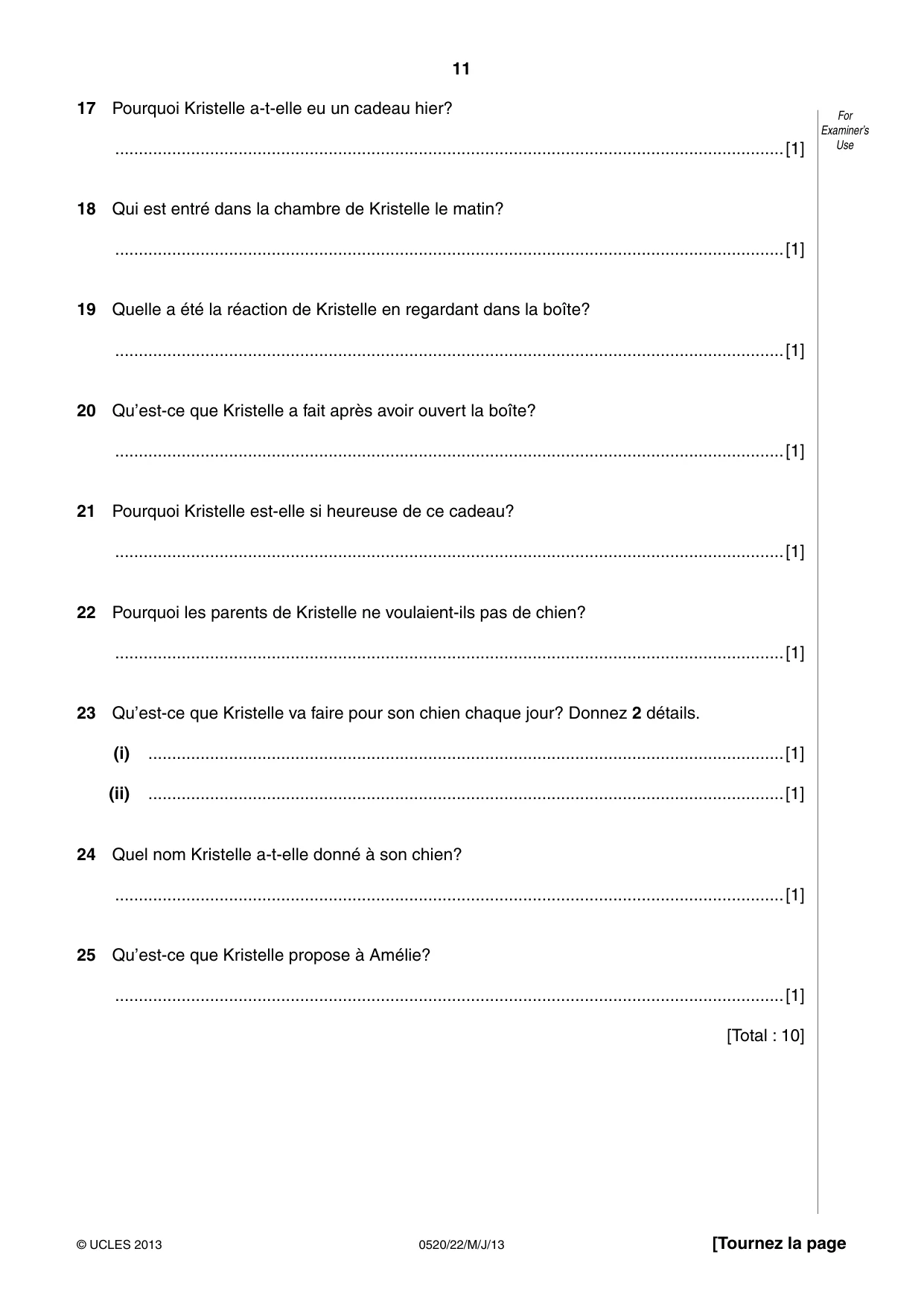 Cambridge IGCSE French - Foreign Language 0520 2013 May/June Paper 2 · Variant 2 question paper, page 11 of 20