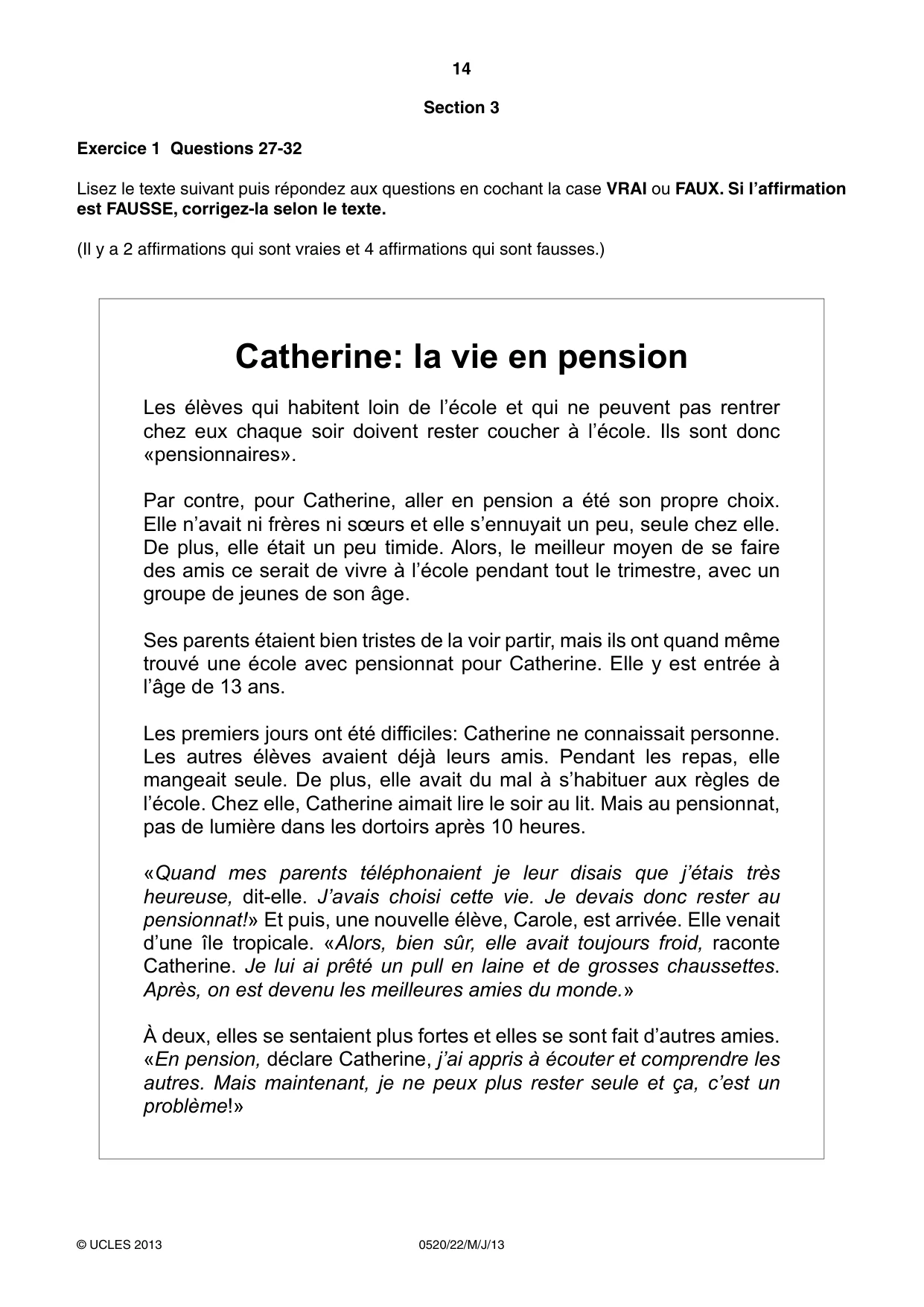 Cambridge IGCSE French - Foreign Language 0520 2013 May/June Paper 2 · Variant 2 question paper, page 14 of 20
