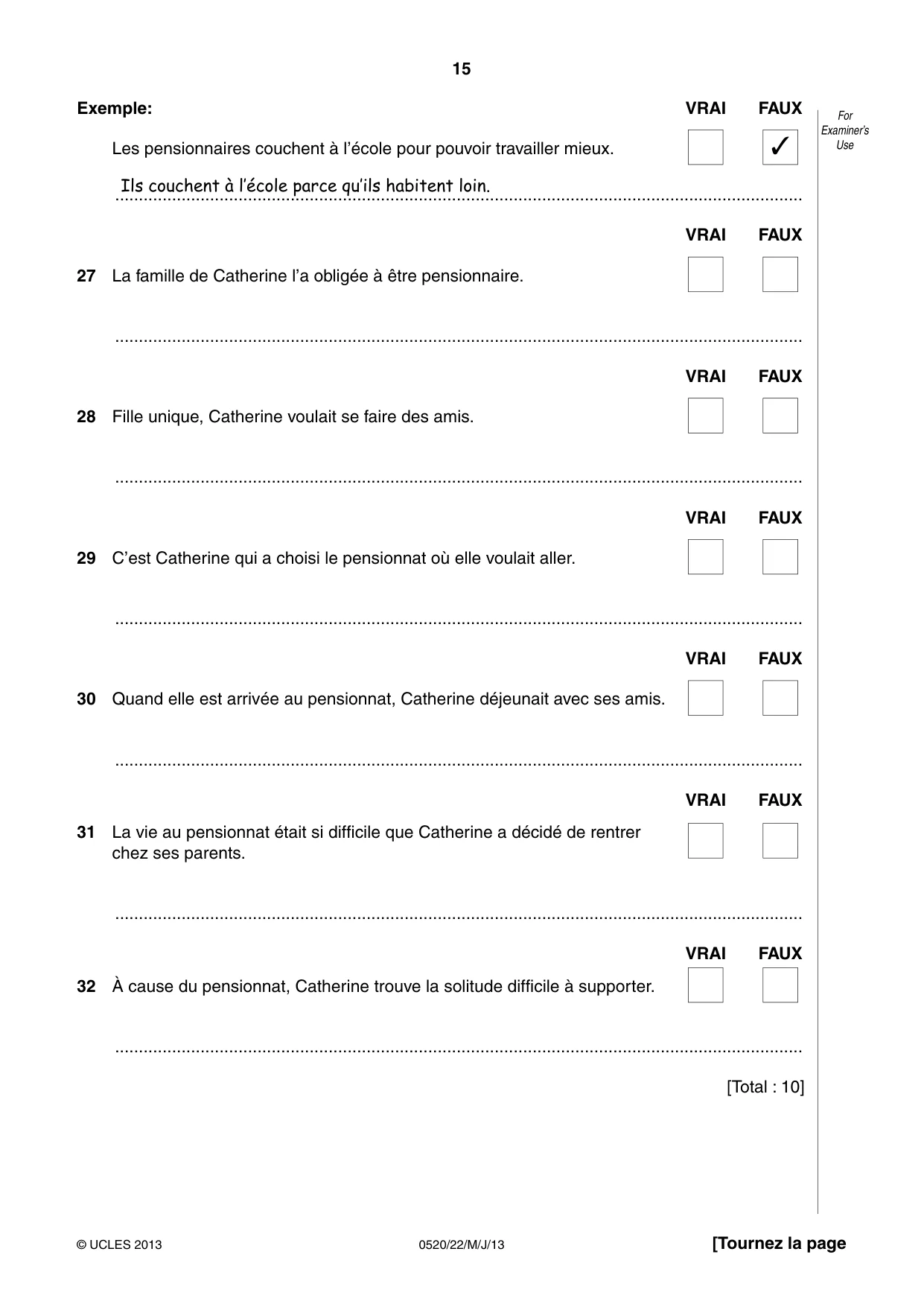 Cambridge IGCSE French - Foreign Language 0520 2013 May/June Paper 2 · Variant 2 question paper, page 15 of 20
