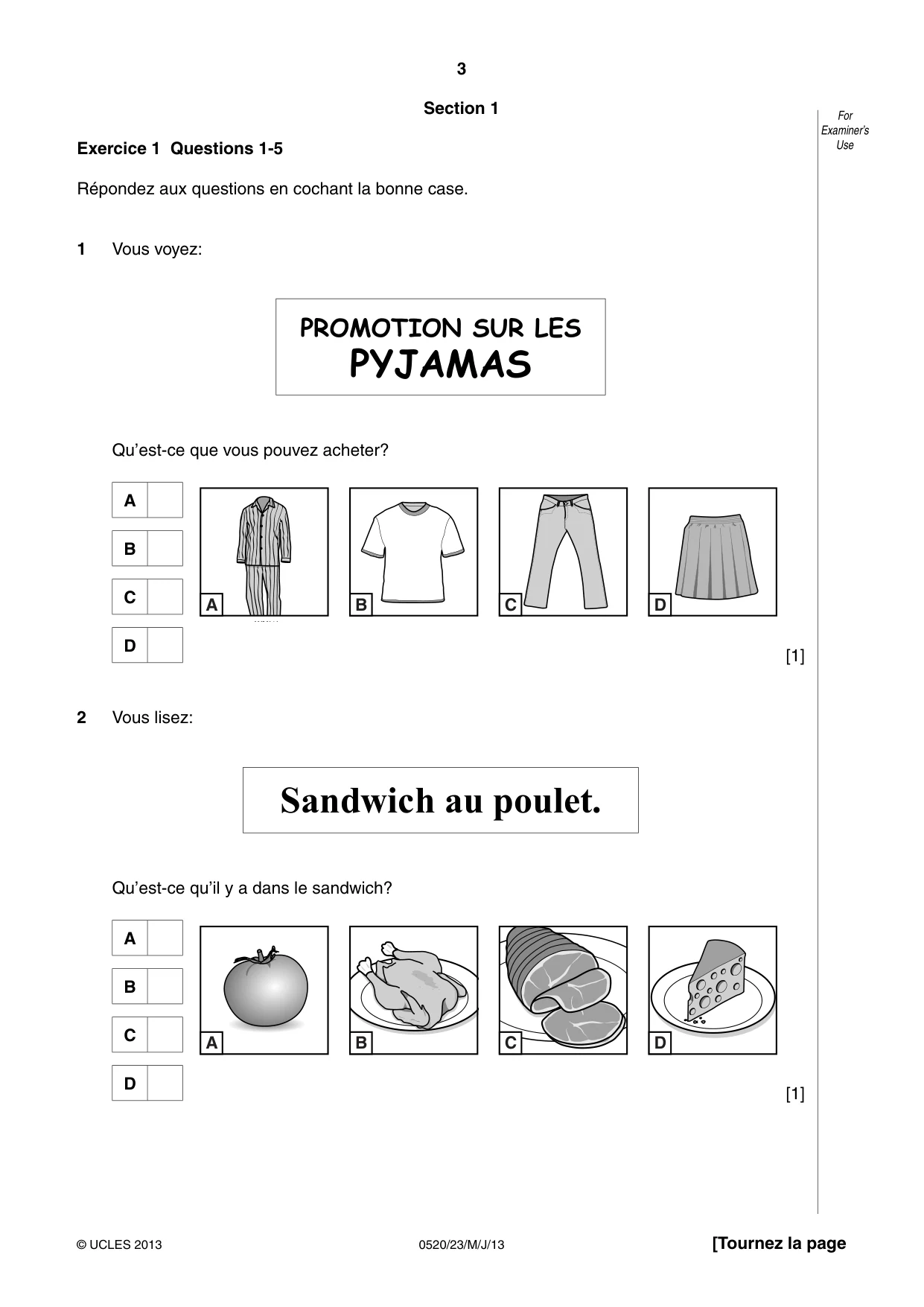 Cambridge IGCSE French - Foreign Language 0520 2013 May/June Paper 2 · Variant 3 question paper, page 3 of 20