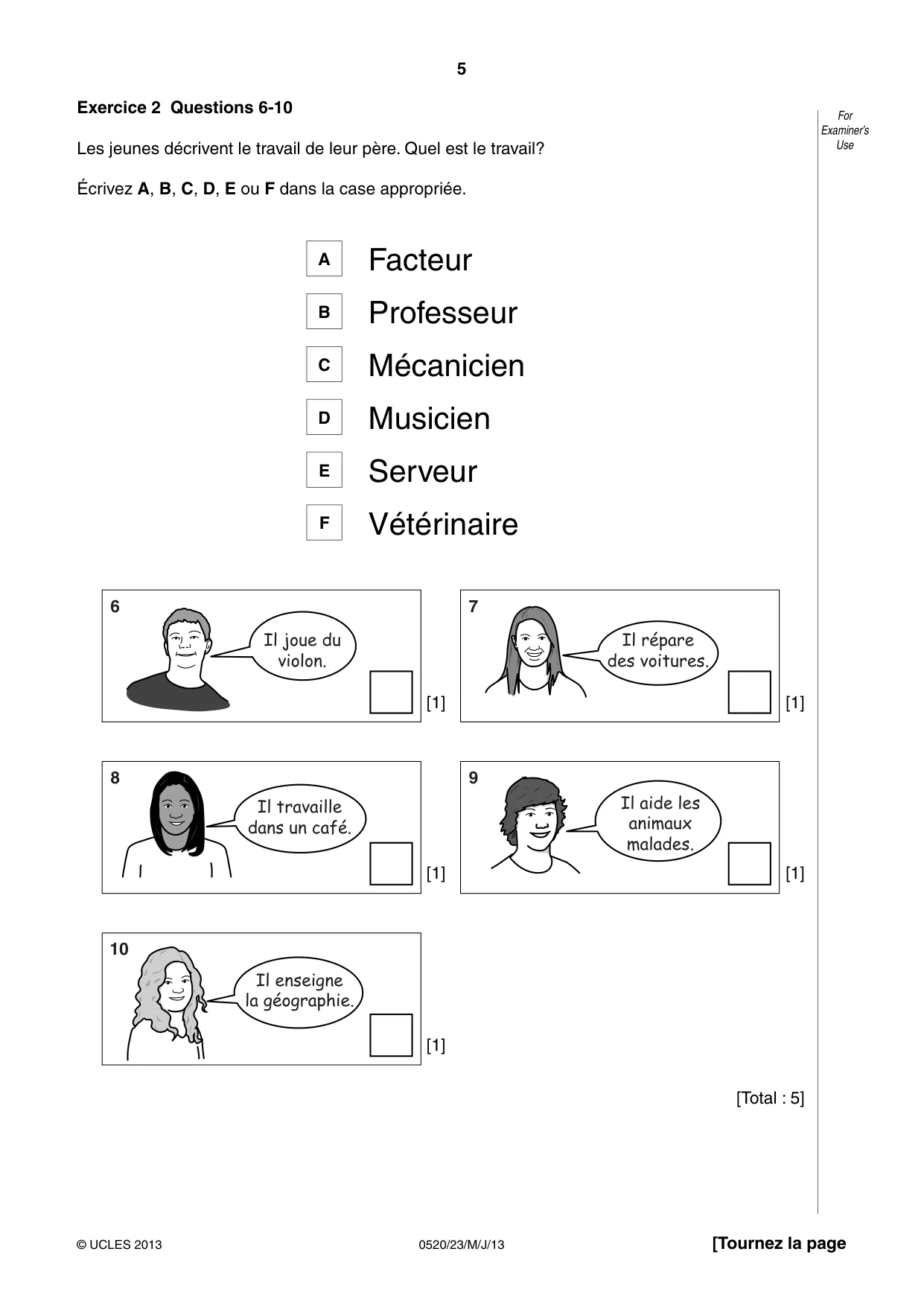 Cambridge IGCSE French - Foreign Language 0520 2013 May/June Paper 2 · Variant 3 question paper, page 5 of 20
