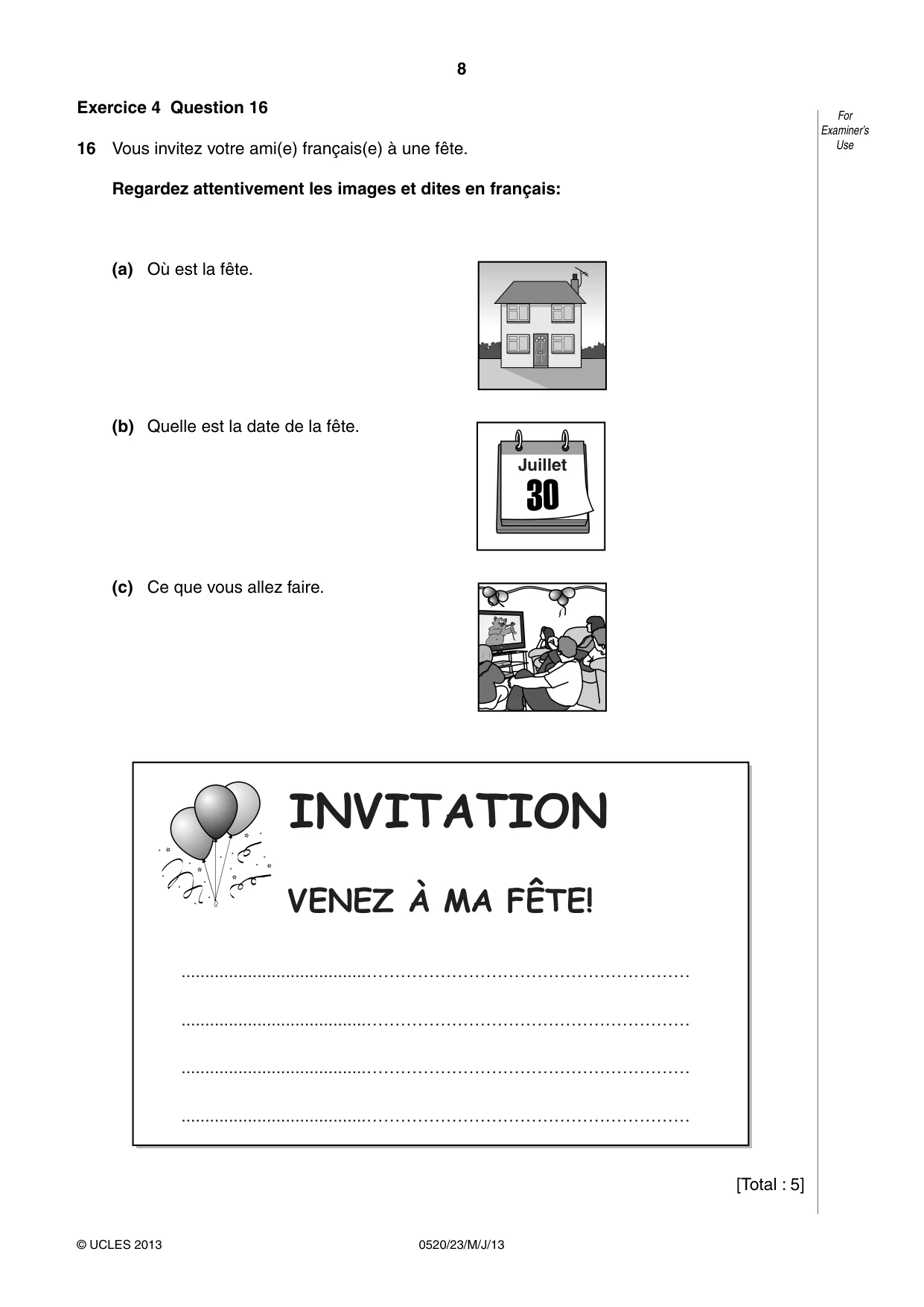 Cambridge IGCSE French - Foreign Language 0520 2013 May/June Paper 2 · Variant 3 question paper, page 8 of 20