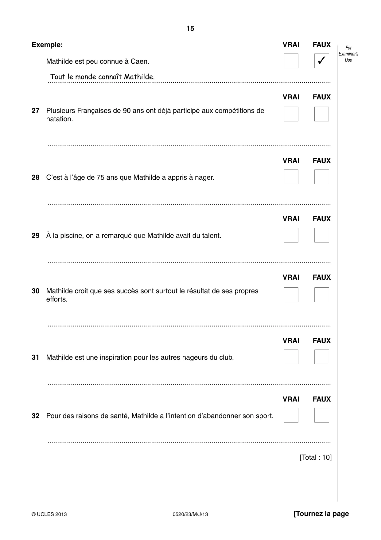 Cambridge IGCSE French - Foreign Language 0520 2013 May/June Paper 2 · Variant 3 question paper, page 15 of 20