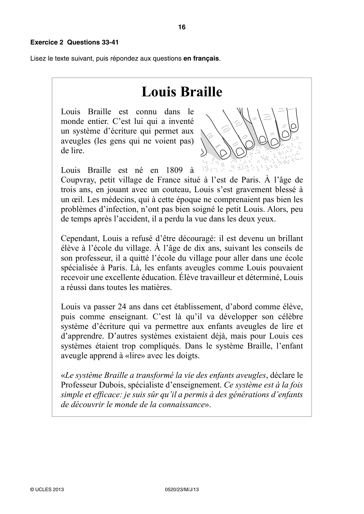Cambridge IGCSE French - Foreign Language 0520 2013 May/June Paper 2 · Variant 3 question paper, page 16 of 20