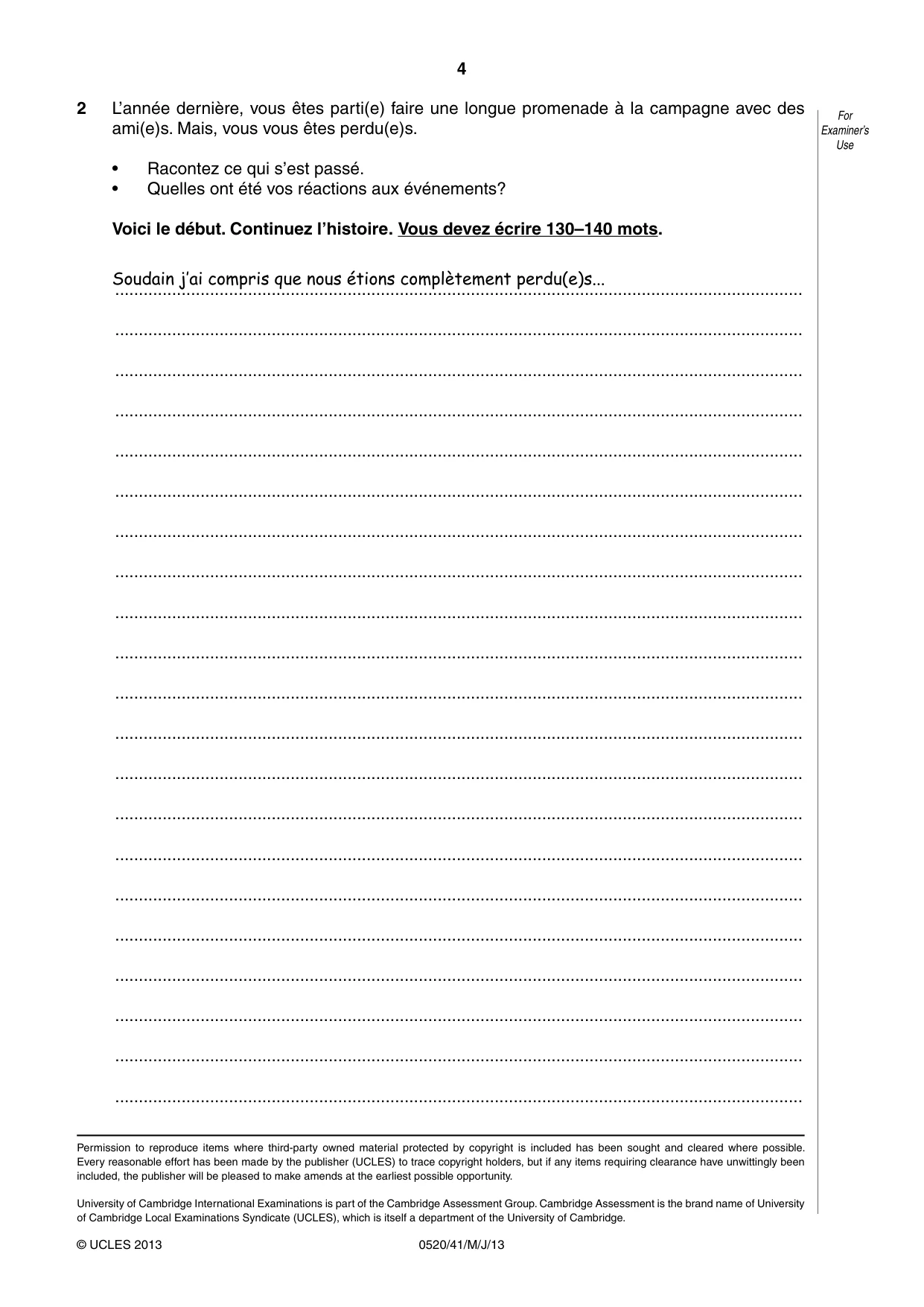 Cambridge IGCSE French - Foreign Language 0520 2013 May/June Paper 4 · Variant 1 question paper, page 4 of 4
