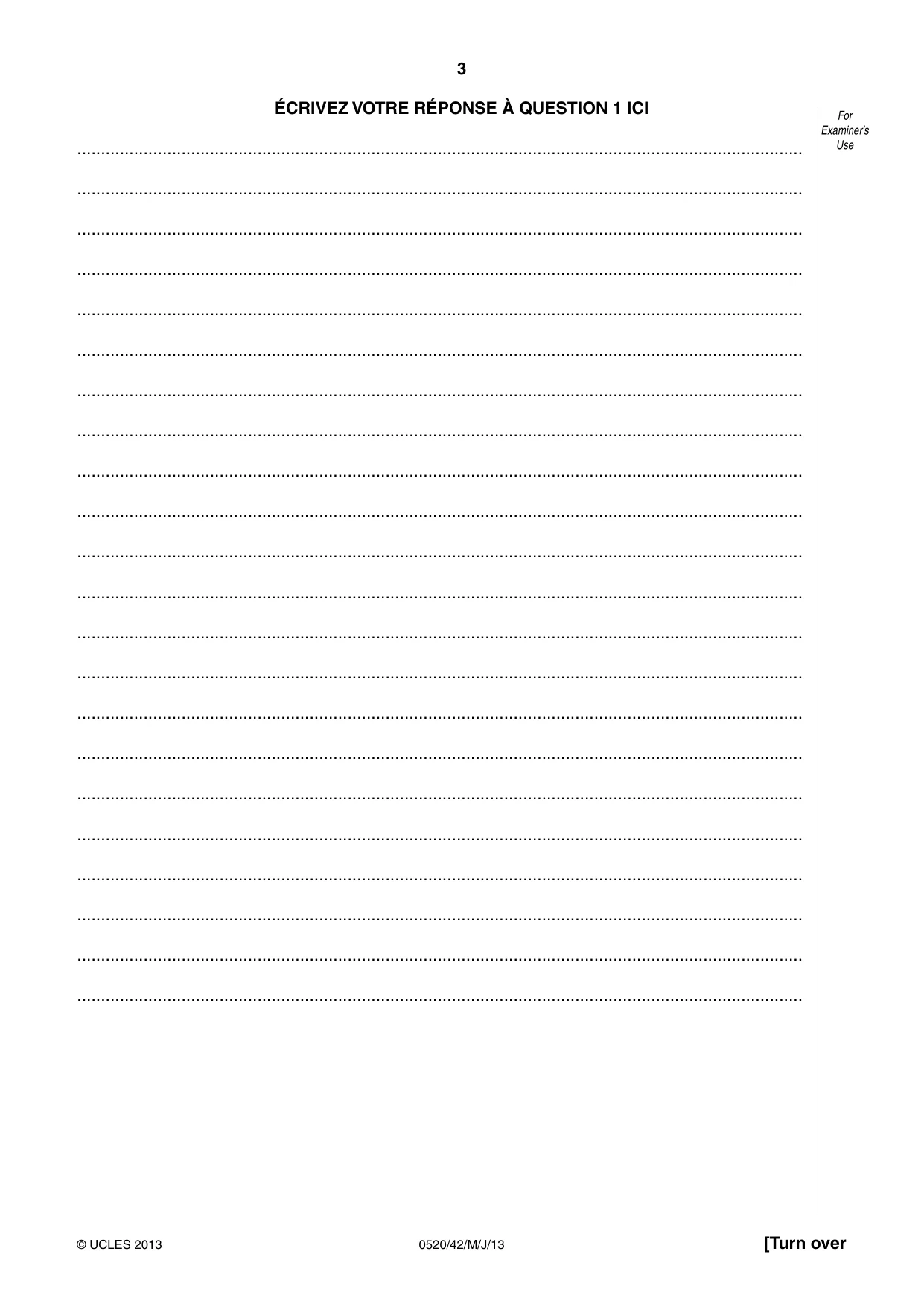 Cambridge IGCSE French - Foreign Language 0520 2013 May/June Paper 4 · Variant 2 question paper, page 3 of 4