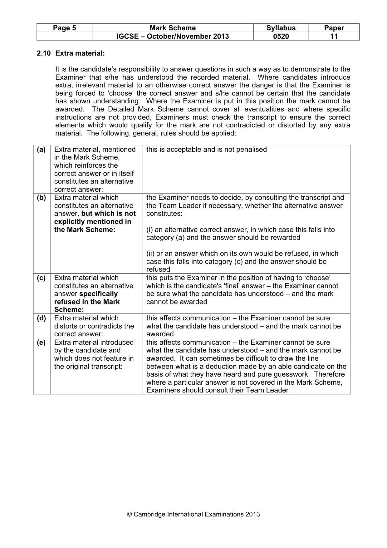 Mark scheme, page 5 of 14