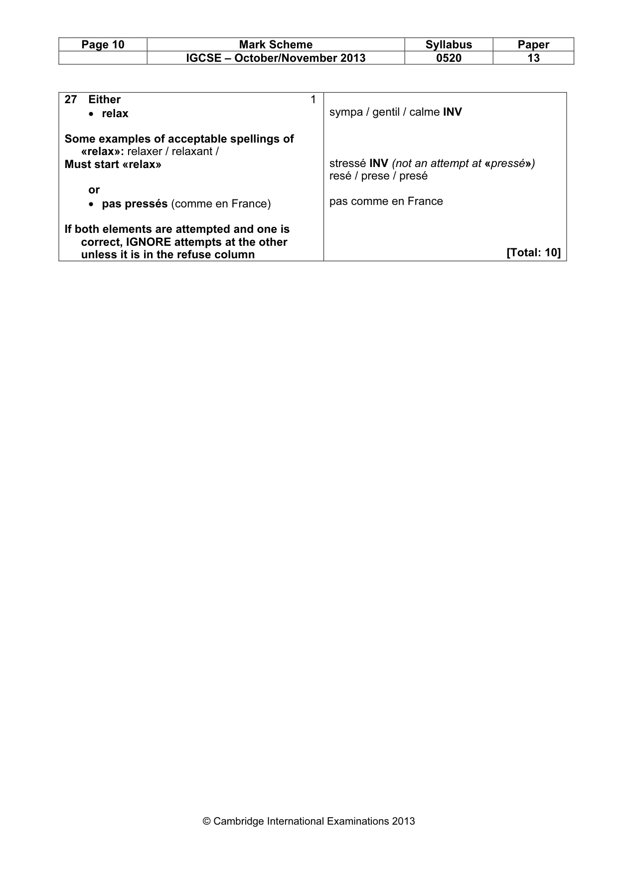 Mark scheme, page 10 of 14