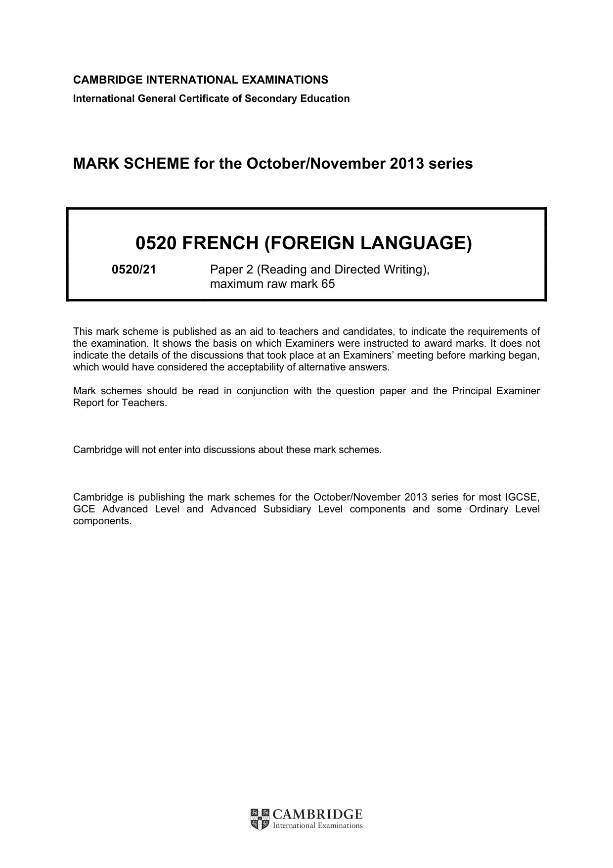 Mark scheme, page 1 of 15