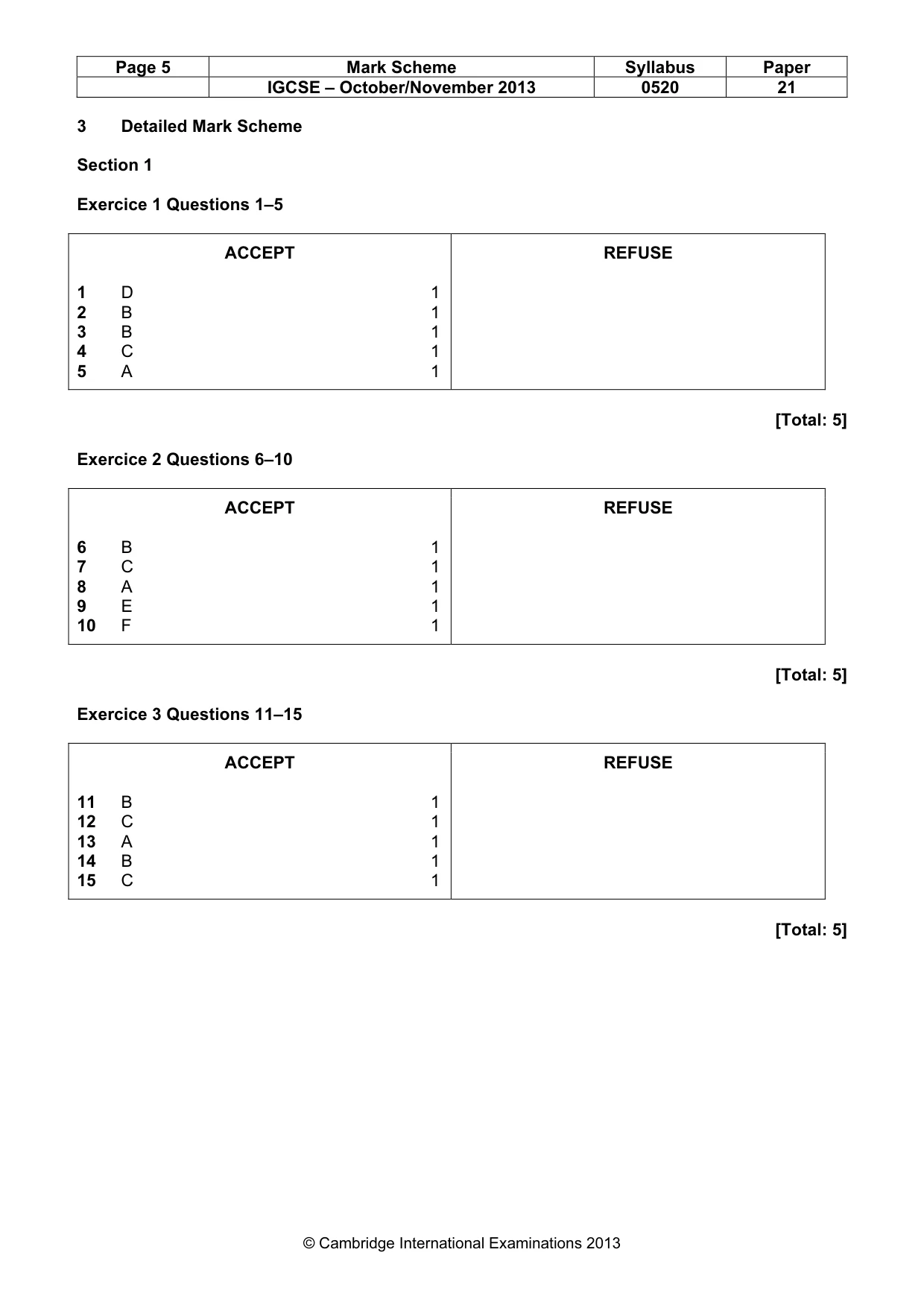 Mark scheme, page 5 of 15