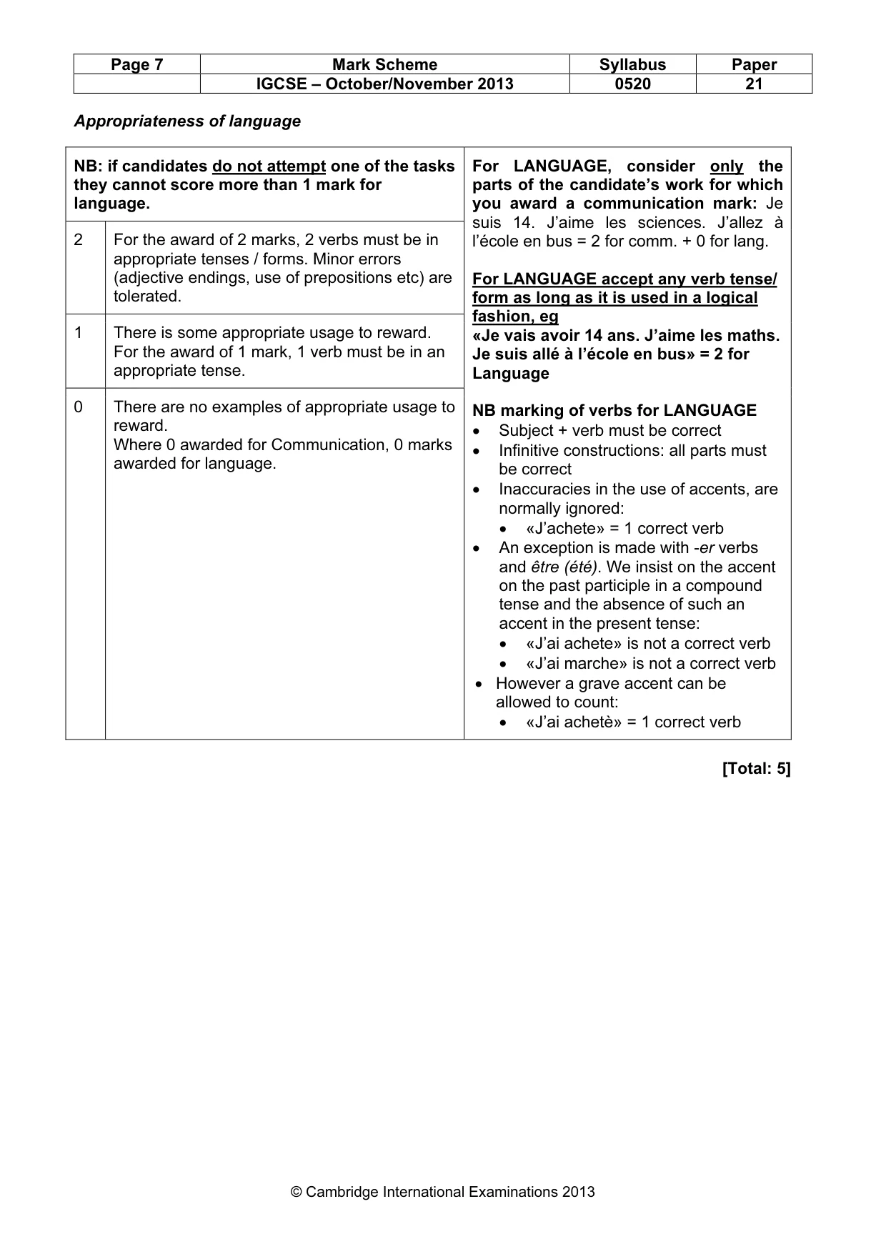 Mark scheme, page 7 of 15