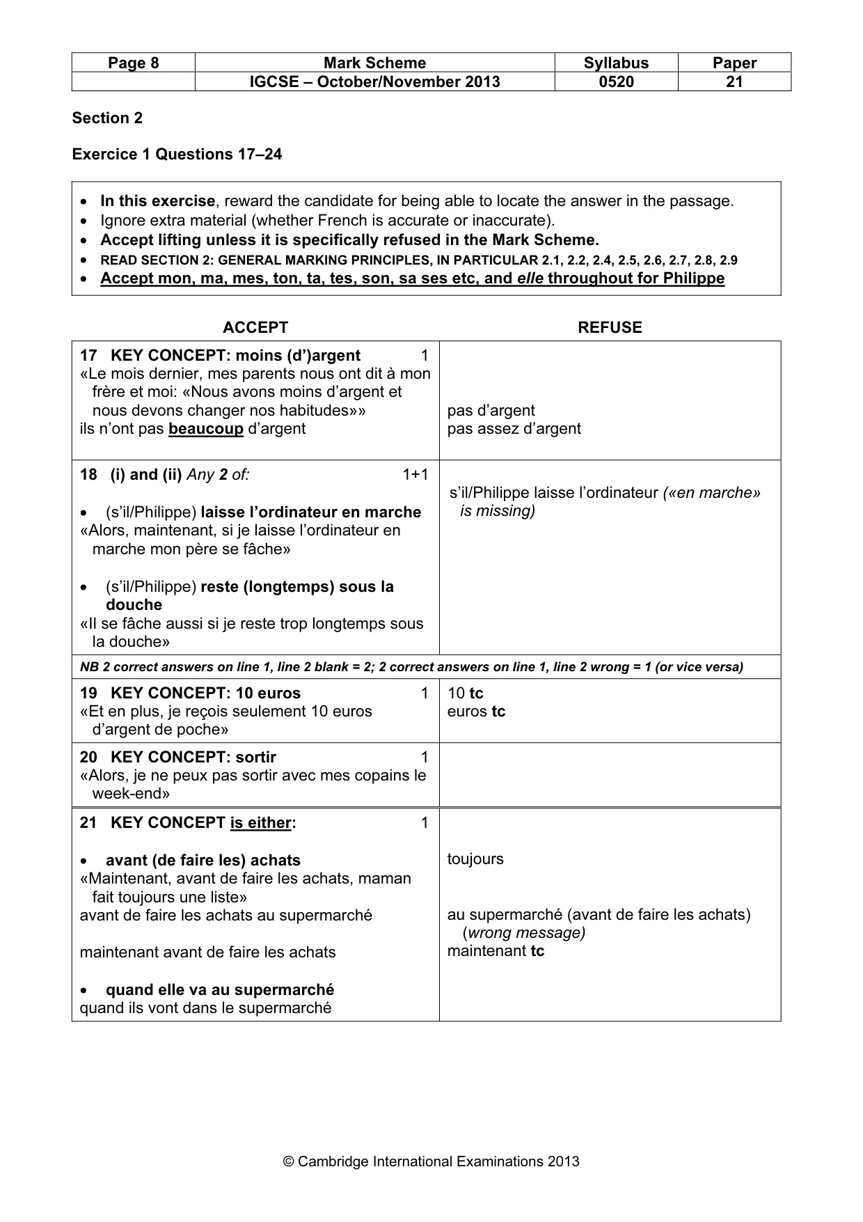 Mark scheme, page 8 of 15
