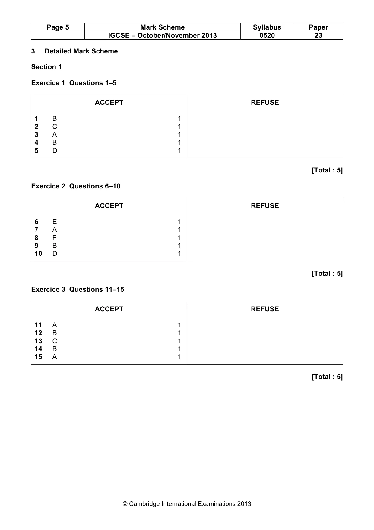Mark scheme, page 5 of 15
