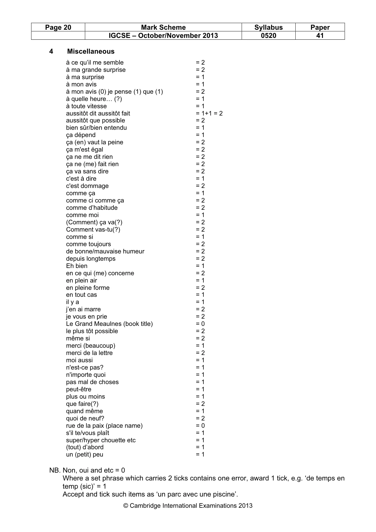 Mark scheme, page 20 of 22