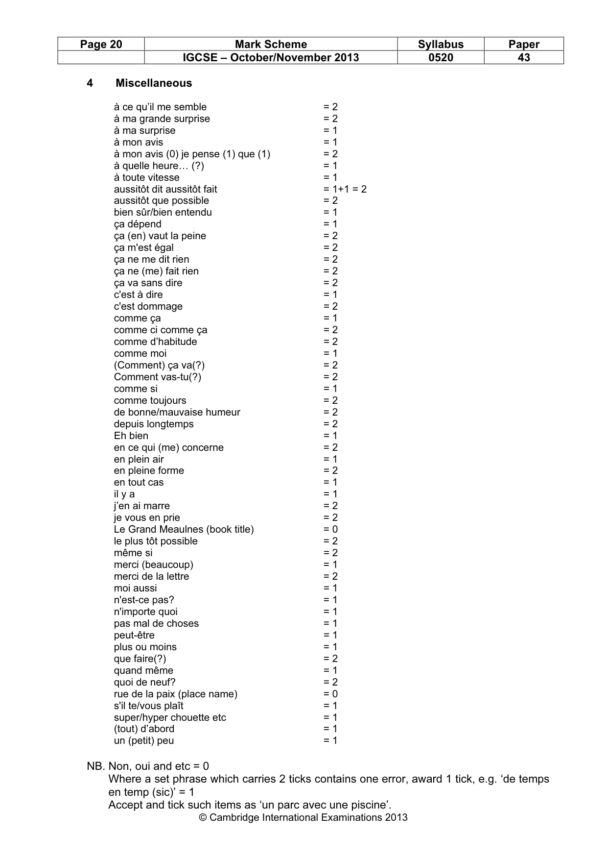 Mark scheme, page 20 of 22