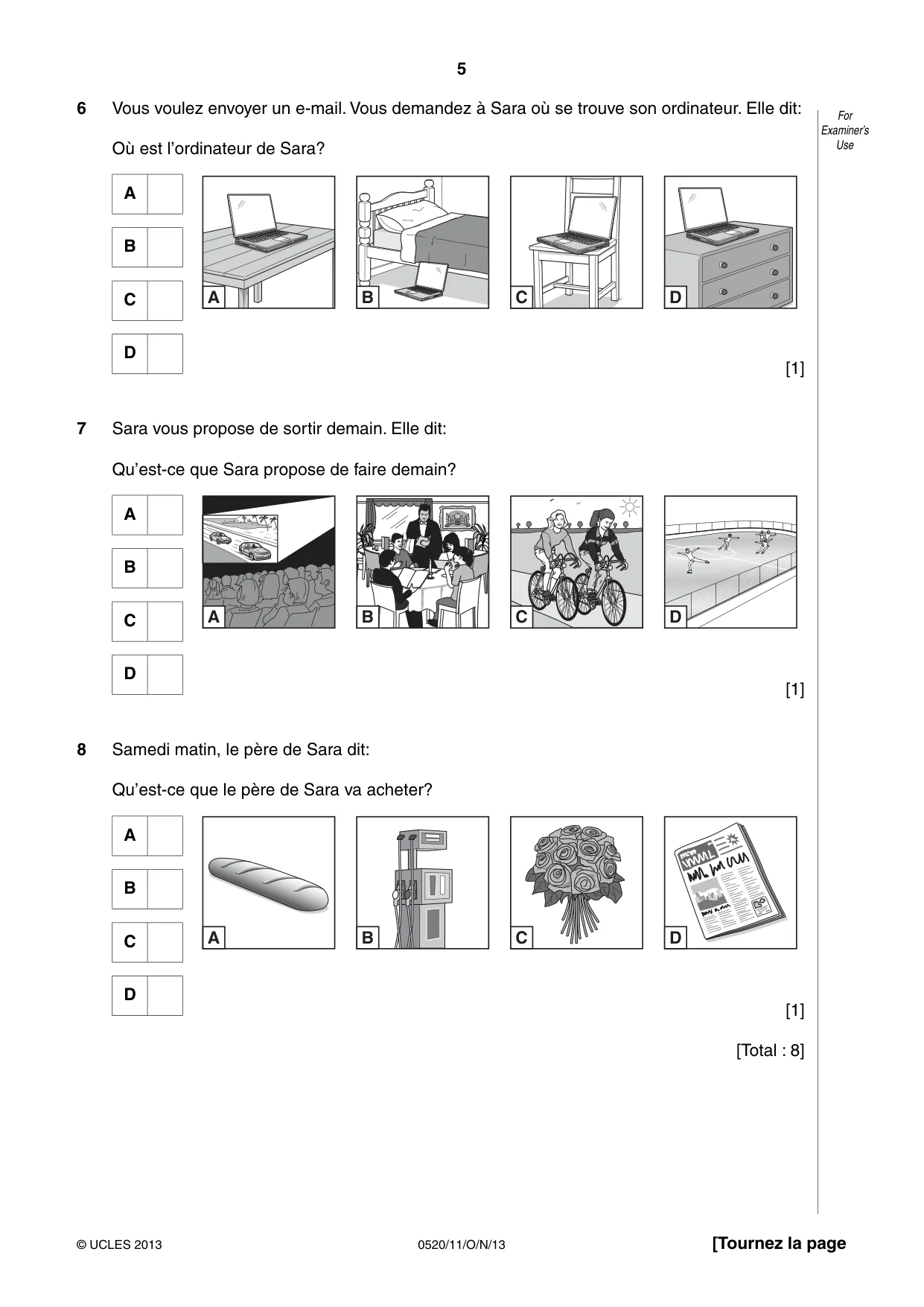 Cambridge IGCSE French - Foreign Language 0520 2013 Oct/Nov Paper 1 · Variant 1 question paper, page 5 of 12