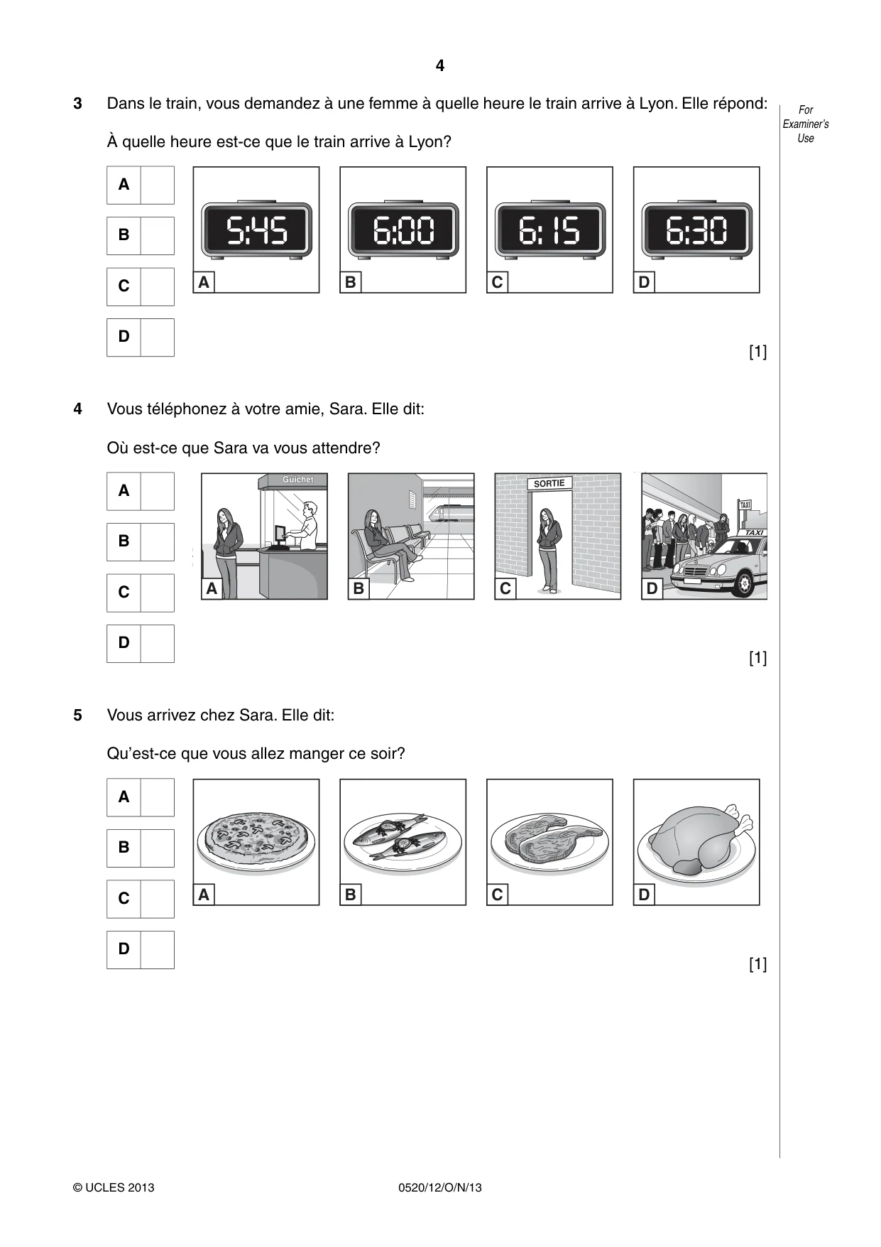 Cambridge IGCSE French - Foreign Language 0520 2013 Oct/Nov Paper 1 · Variant 2 question paper, page 4 of 12