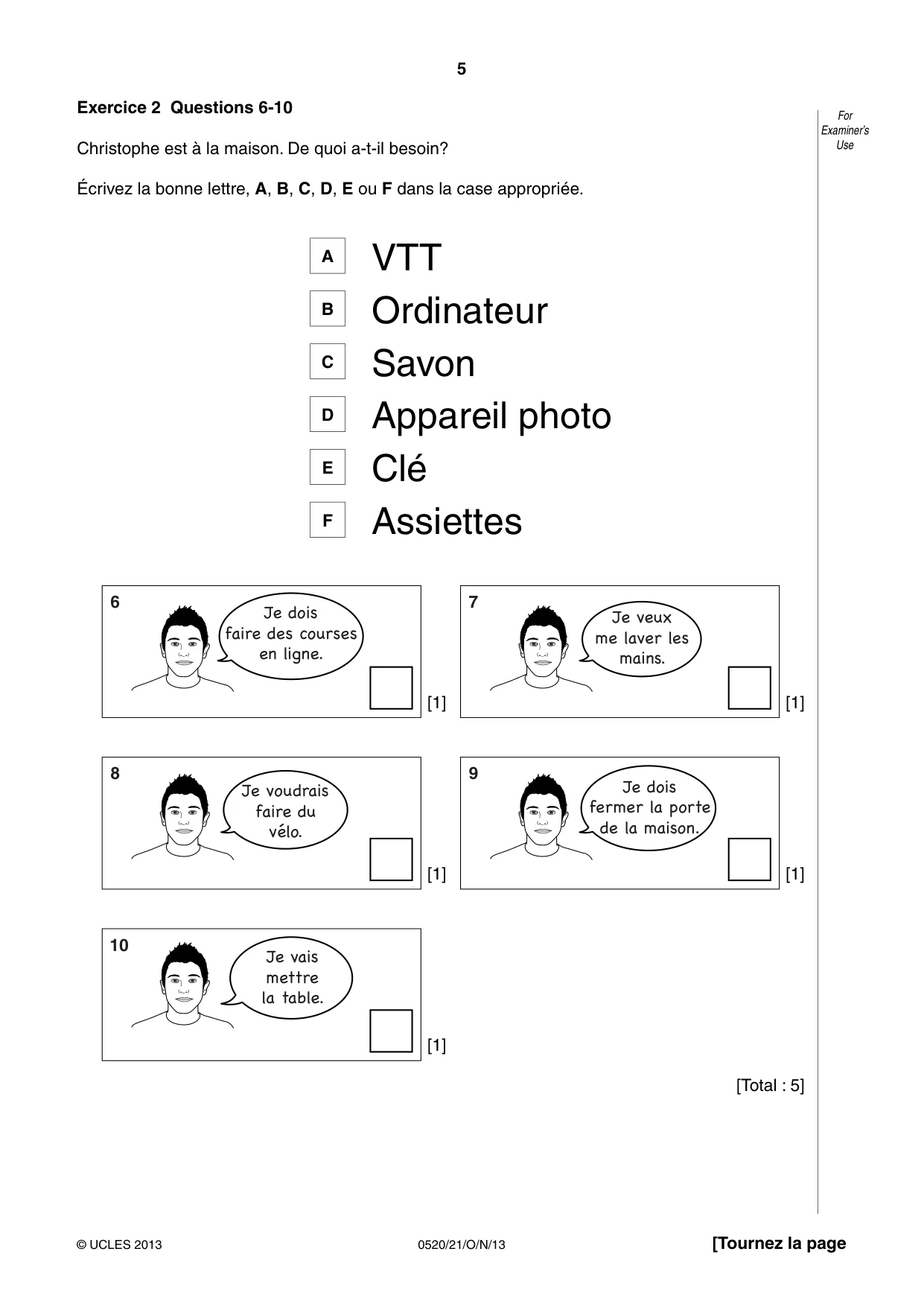 Cambridge IGCSE French - Foreign Language 0520 2013 Oct/Nov Paper 2 · Variant 1 question paper, page 5 of 20