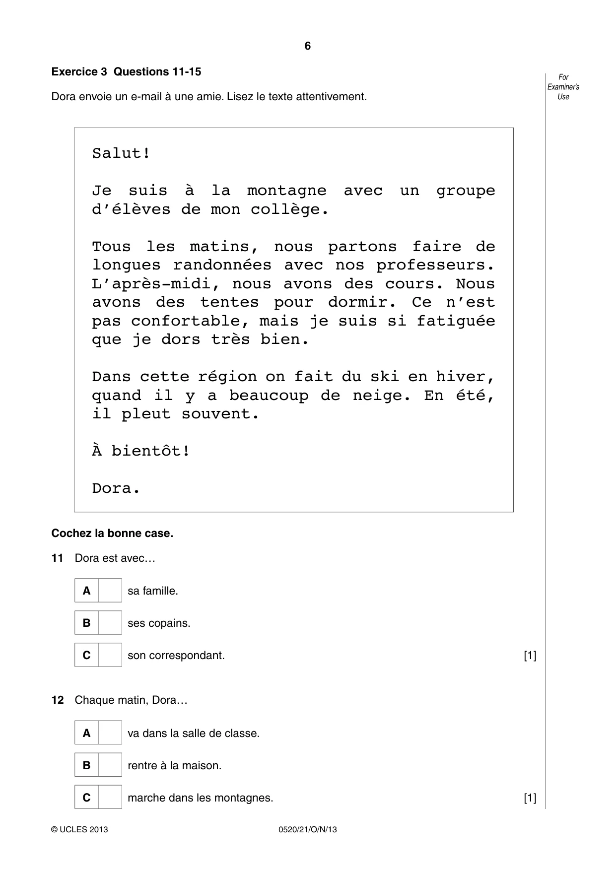 Cambridge IGCSE French - Foreign Language 0520 2013 Oct/Nov Paper 2 · Variant 1 question paper, page 6 of 20